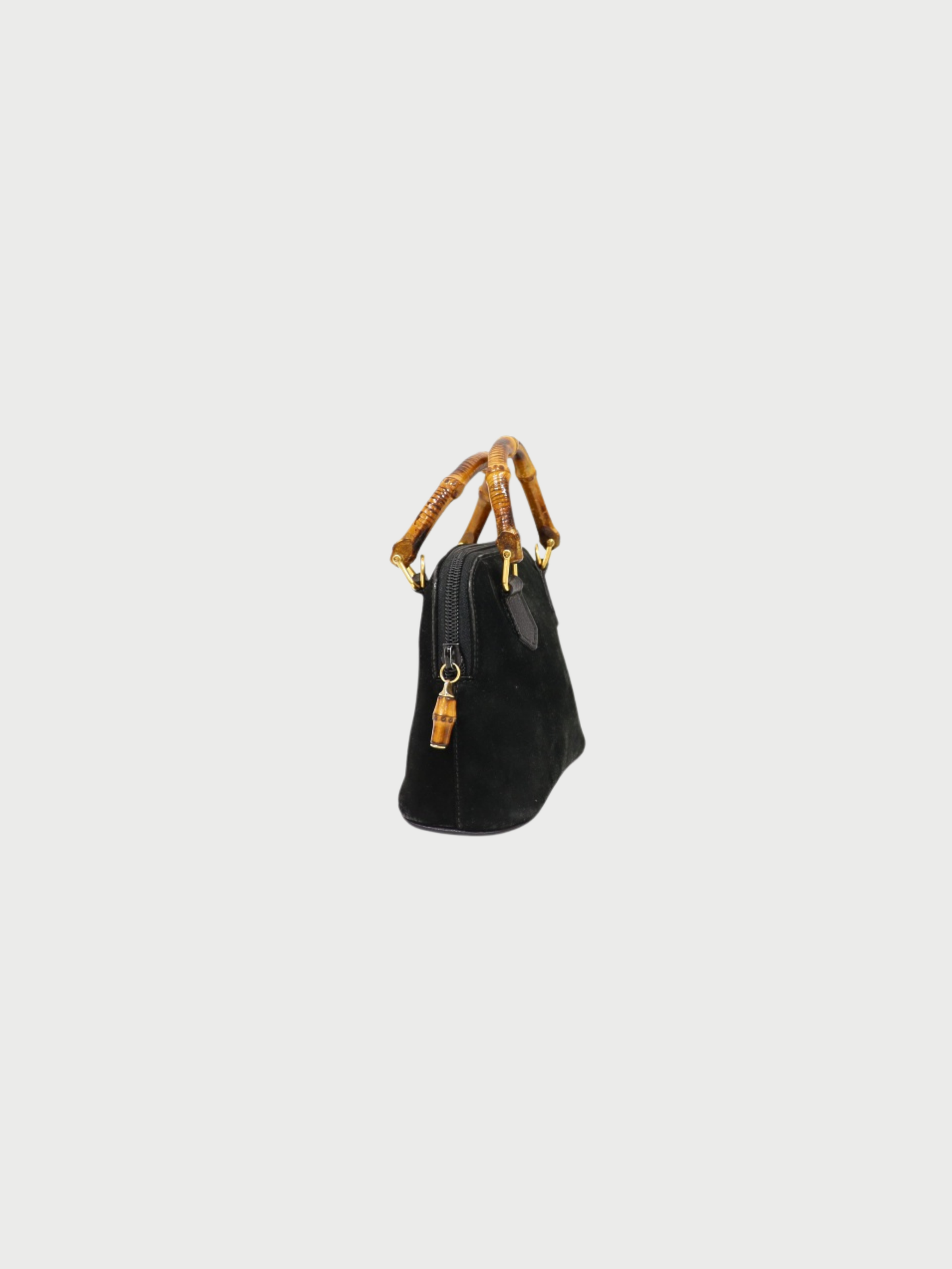 Gucci 2000s Black Suede Bamboo 2-Way Bag