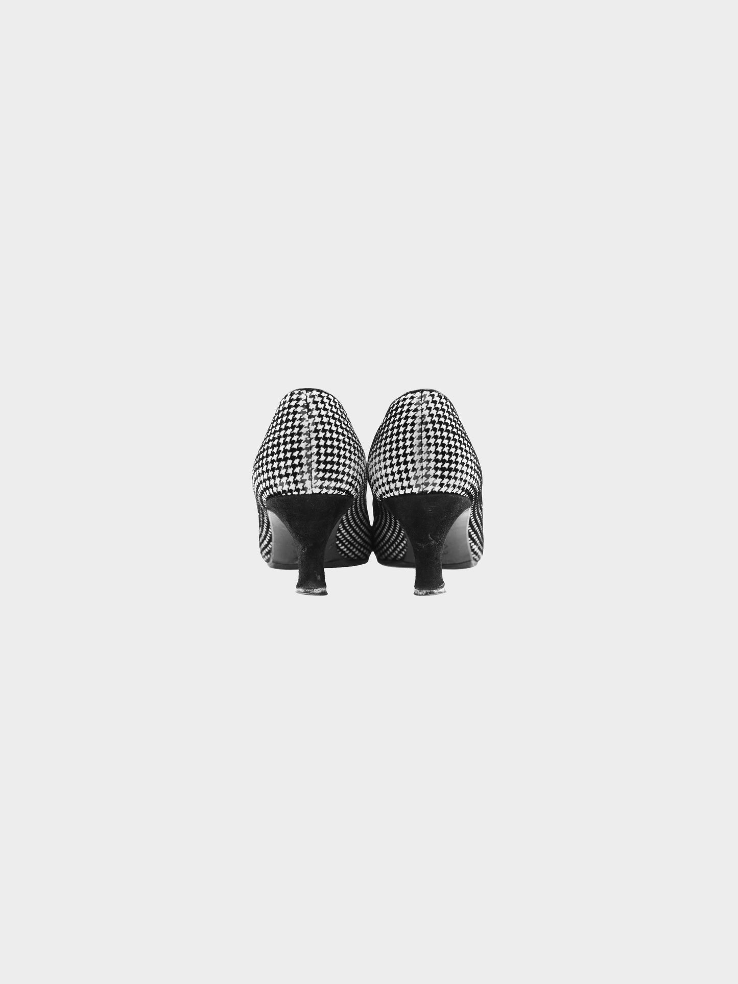 Christian Dior 2000s Black and White Houndstooth Kitten Heeled Pumps