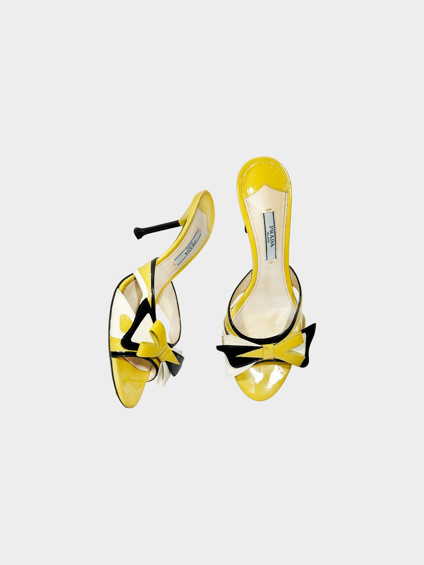 Prada 2012 Yellow Bow Patent Leather Heels