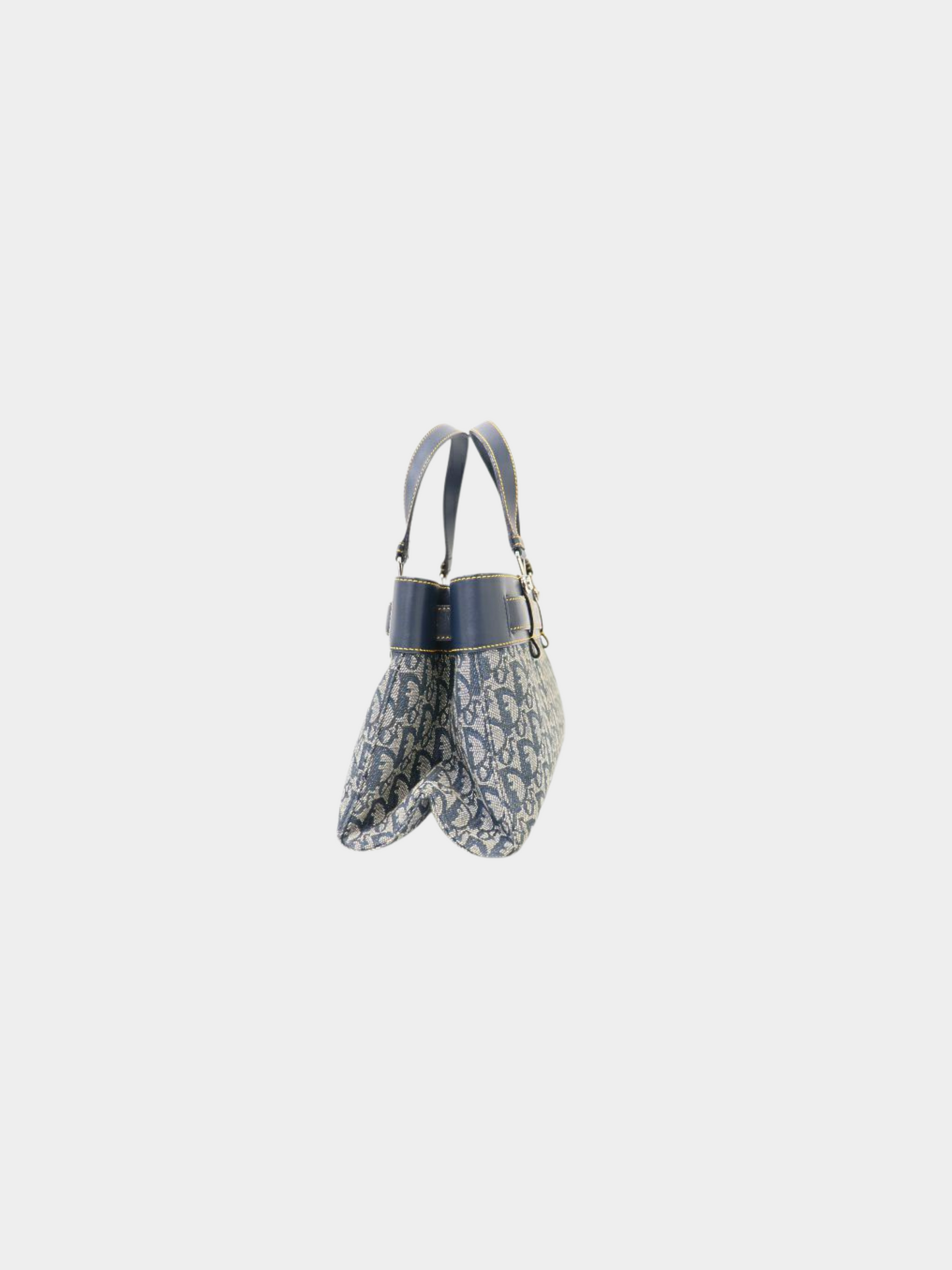 Christian Dior 2000s Navy Trotter Canvas and Leather Handbag