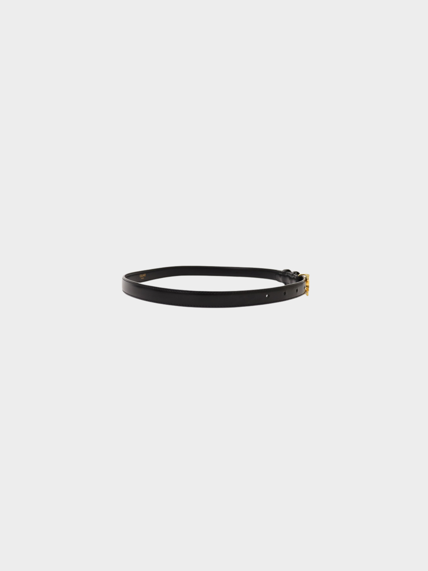 Celine 2020s Black Leather Gold Triomphe Belt