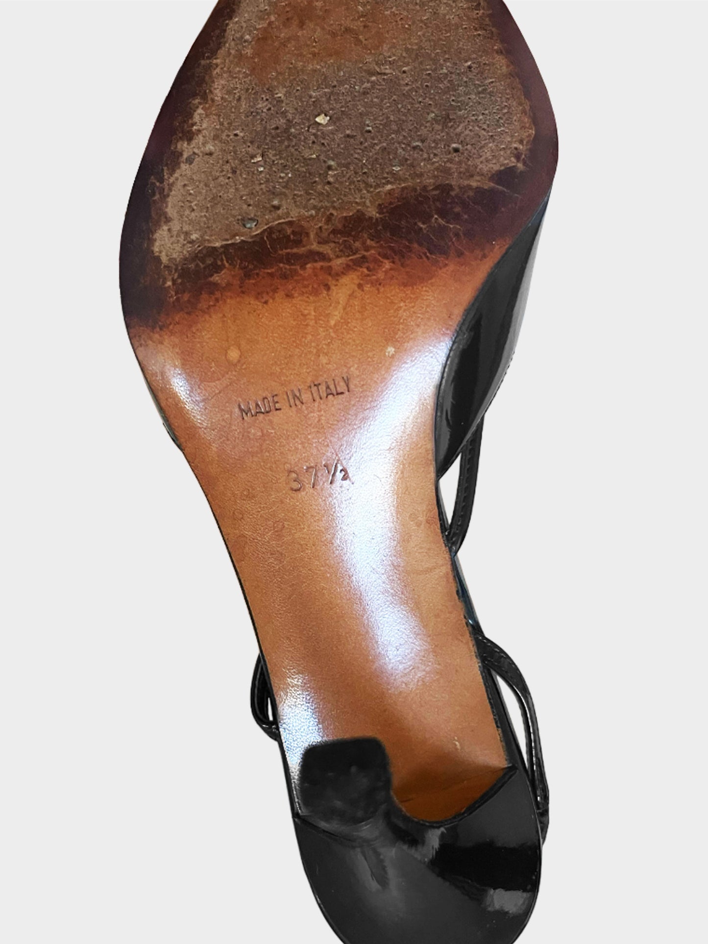 Christian Dior 2000s Black Lock and Key Patent Leather Slingbacks