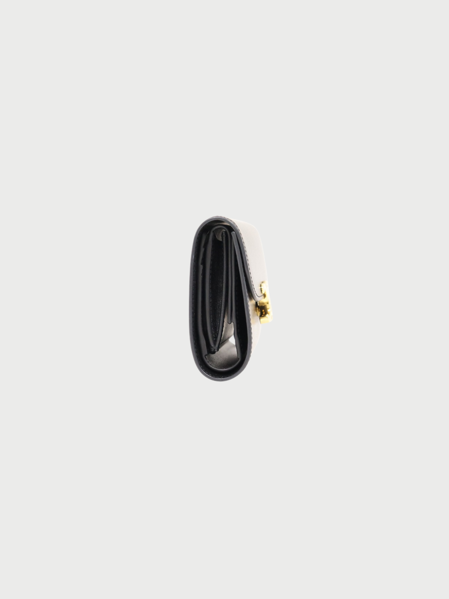 Celine 2020s Black Leather Triomphe Small Flap Wallet