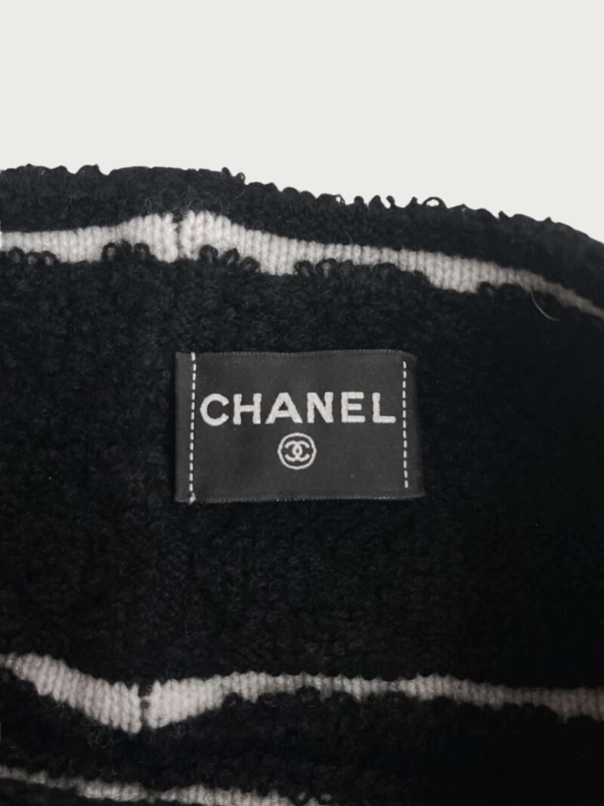 Chanel 2020s Black Ivory Cashmere CC Logo Headband