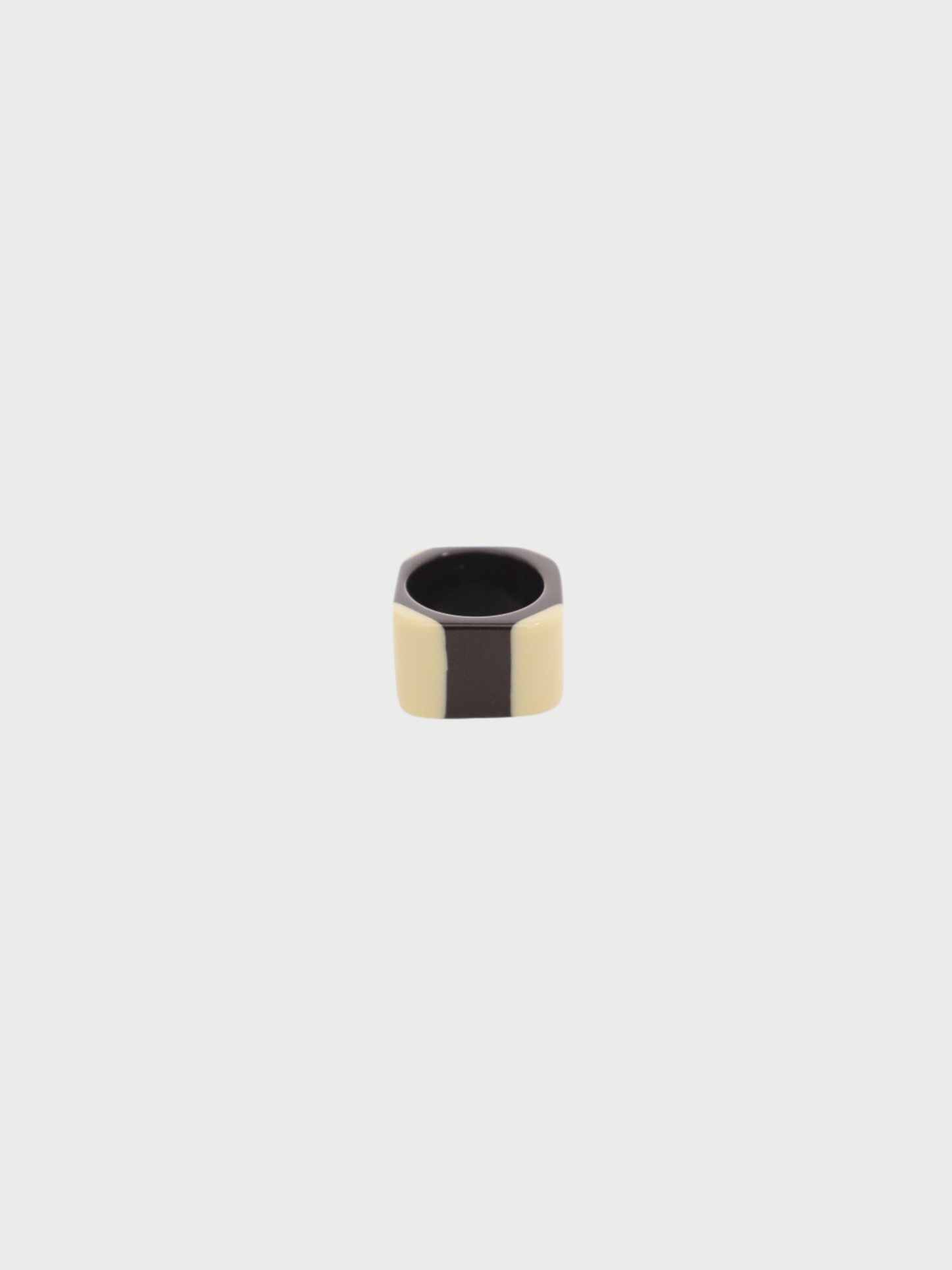 Chanel AW 2001 Brown Beige Plastic COCO Square Ring