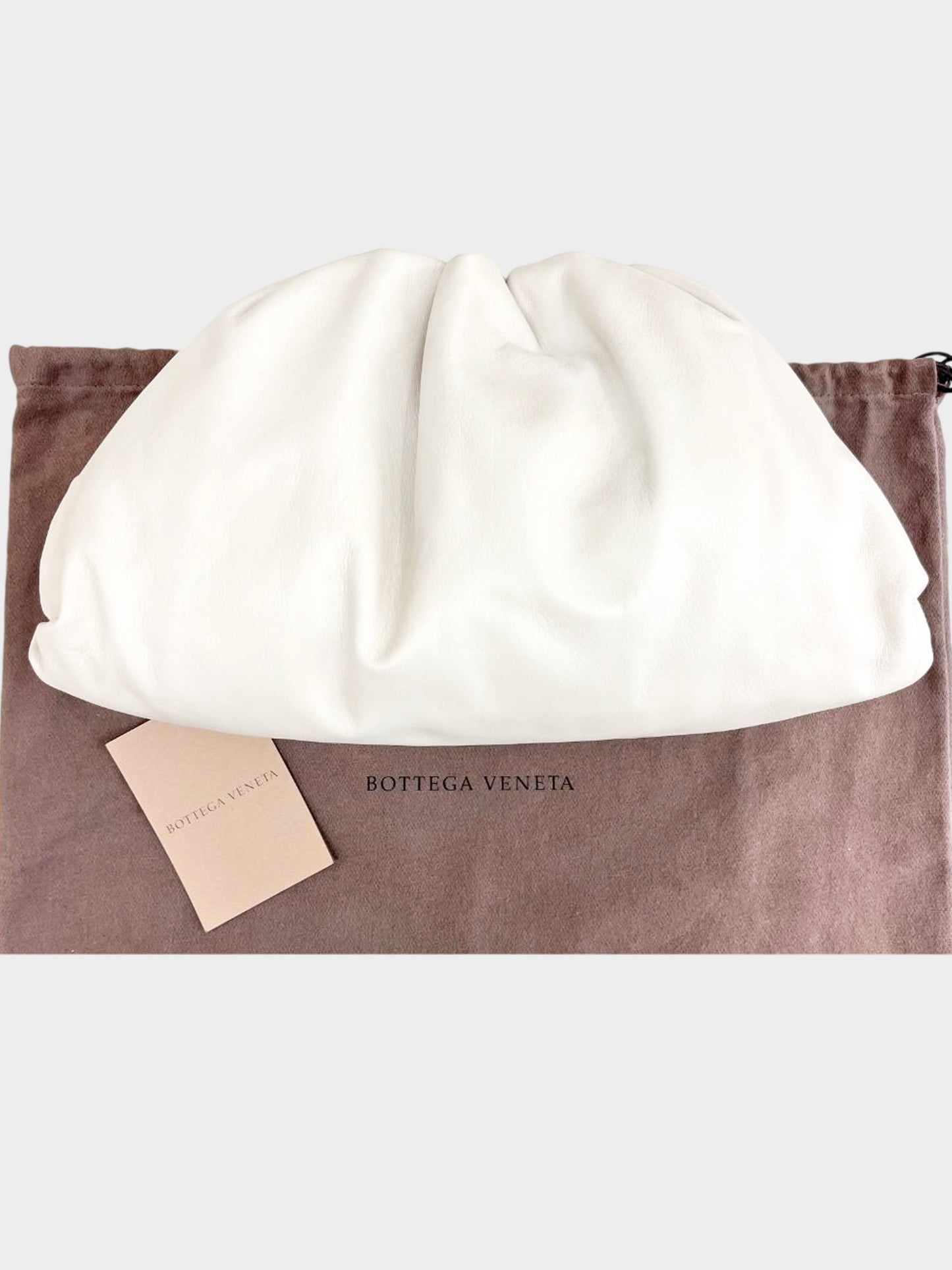 Bottega Veneta Early 2010s Off White Matte Leather Pouch Bag