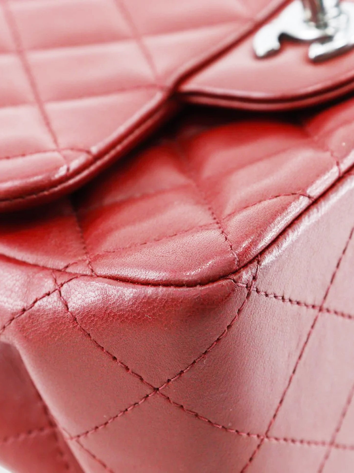 Chanel 2013-2014 Red Lambskin Leather Quilted Square Mini Flap Bag