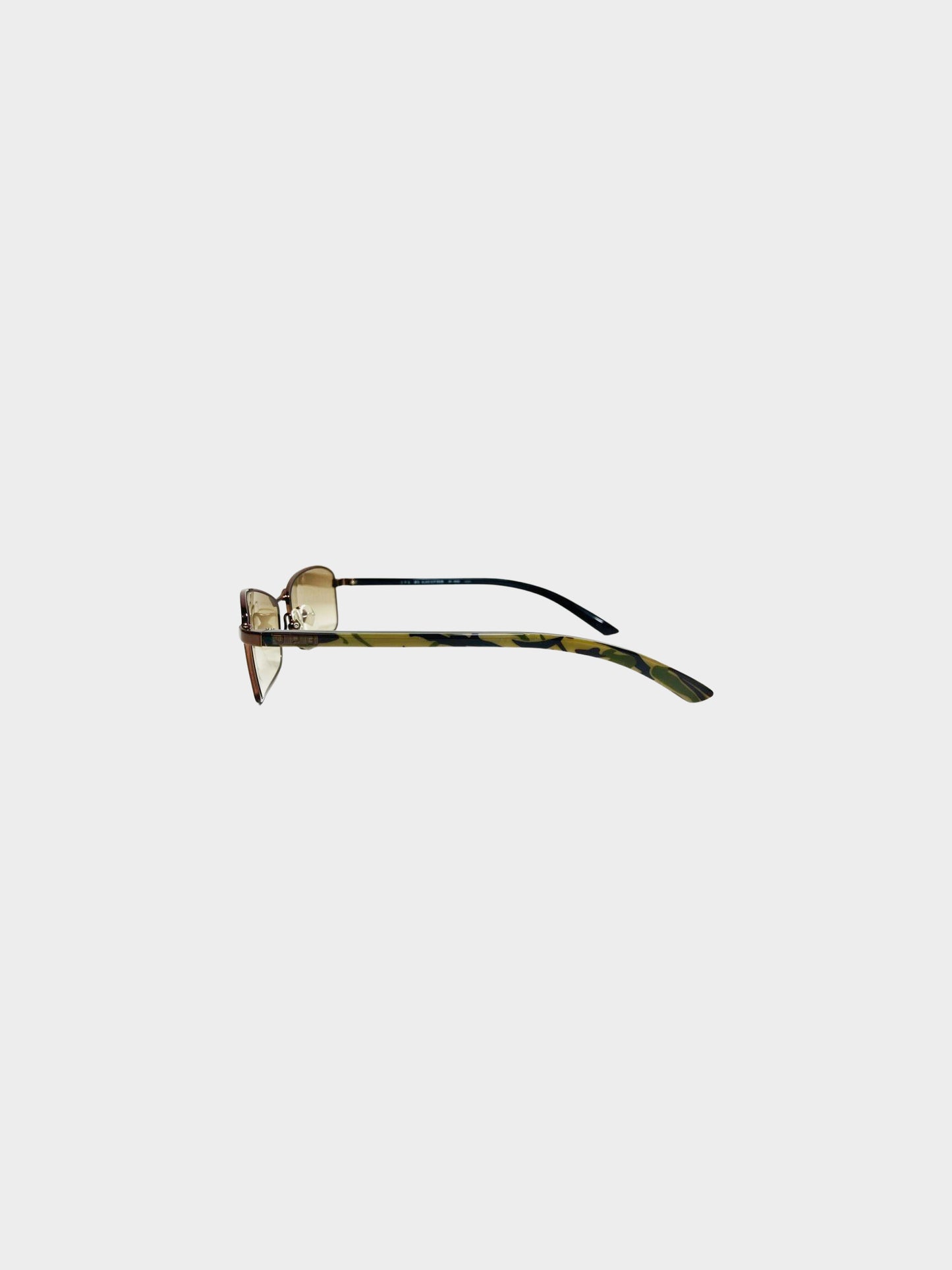 Jean Paul Gaultier 2000s Copper and Camouflage Rectangle Sunglasses