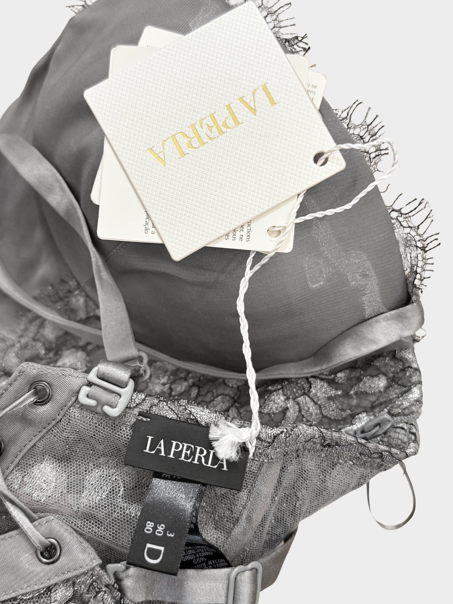 La Perla 2010s Grey Lace Bustier Corset Top