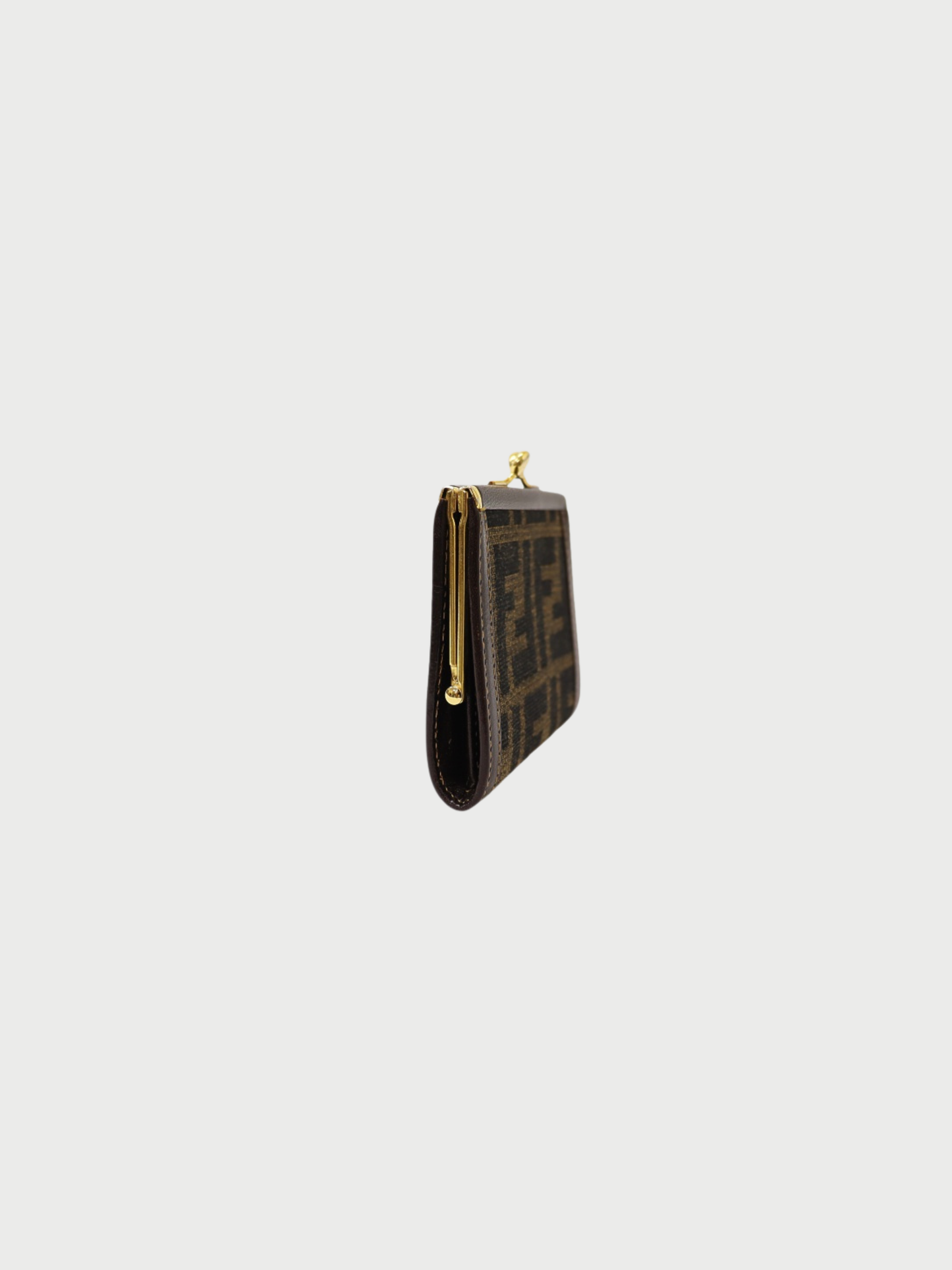 Fendi 2000s Brown Leather Zucca Coin Case