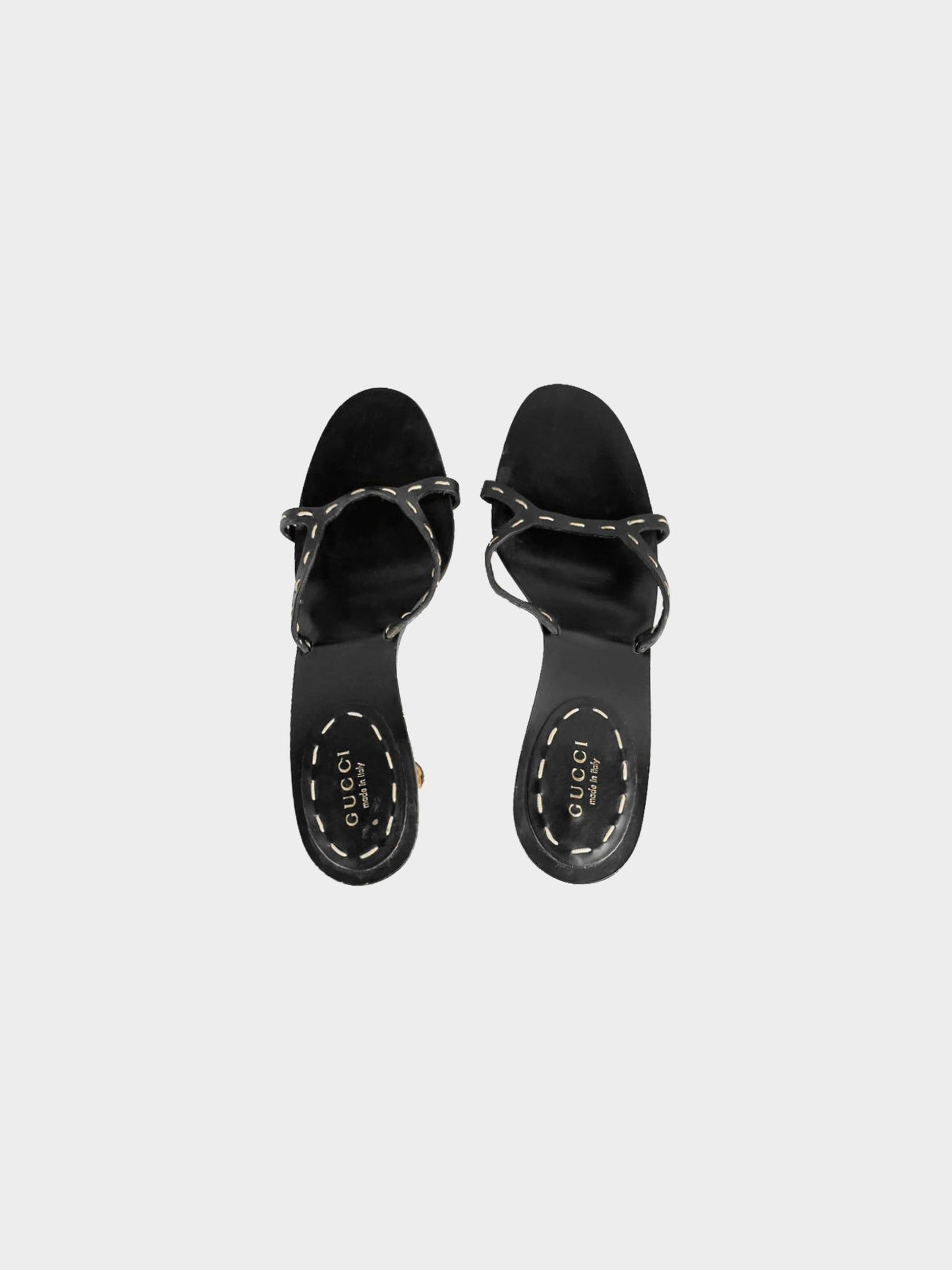 Gucci SS 2002  Black Leather Bamboo Heeled Mules