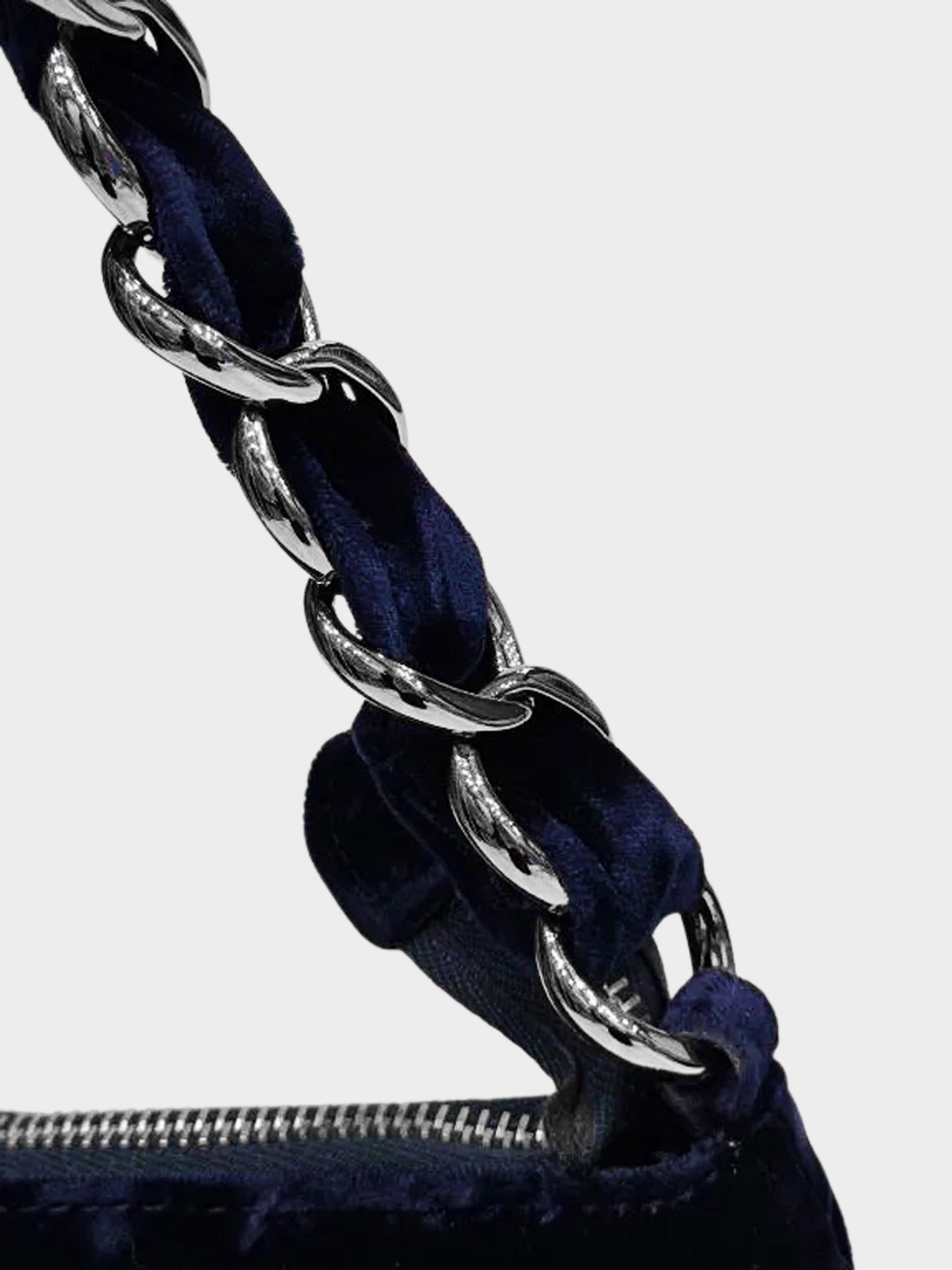 Chanel 2000s Midnight Blue Velvet CC-embossed Evening Bag