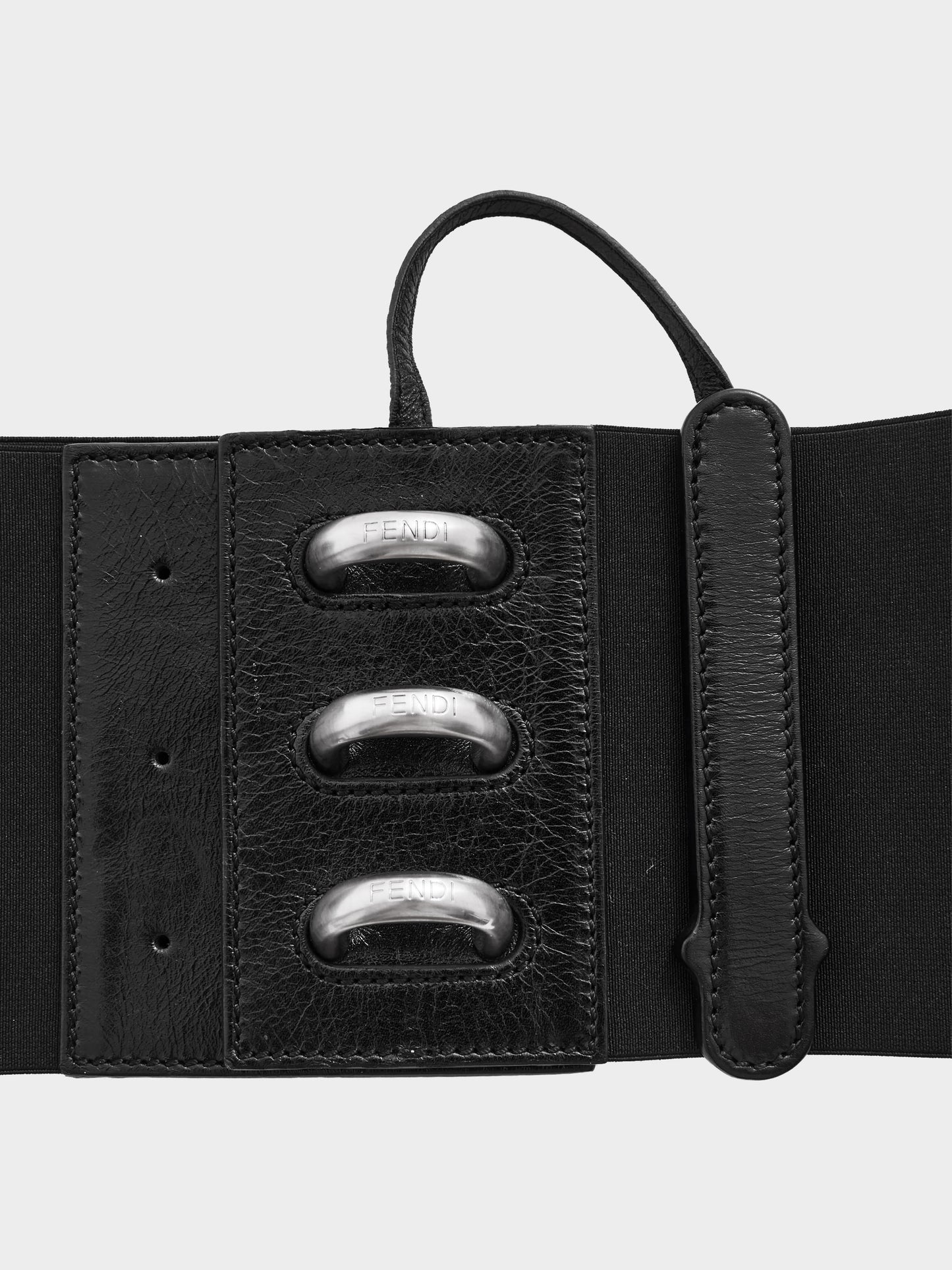 Fendi Early 2000s Black Leather Waistband Corset Belt