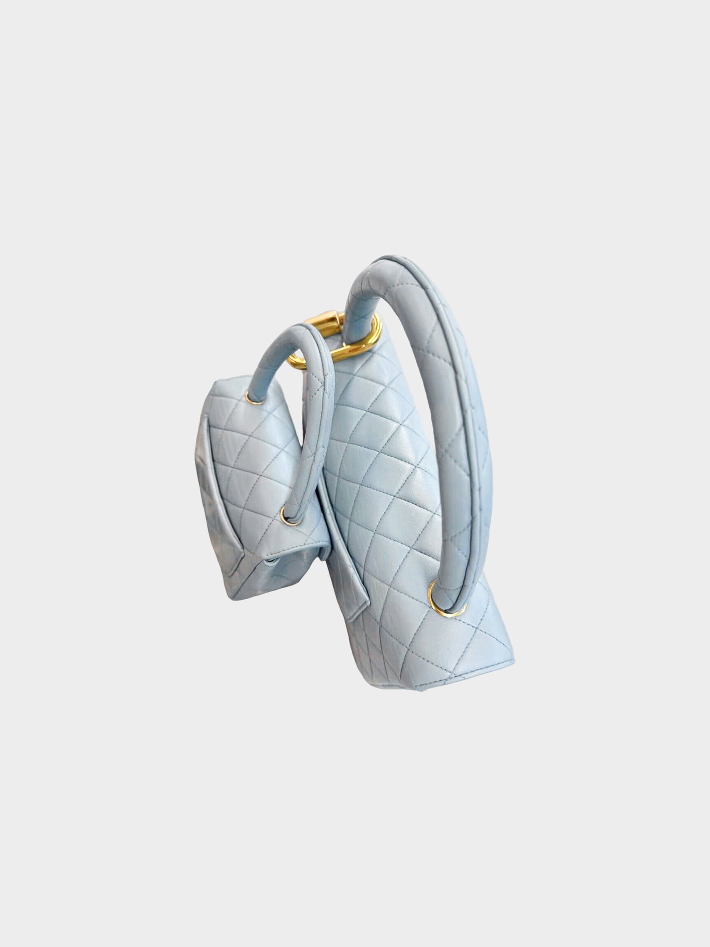 Chanel 2022 Pale Blue Kelly Quilted Lambskin Bag Set