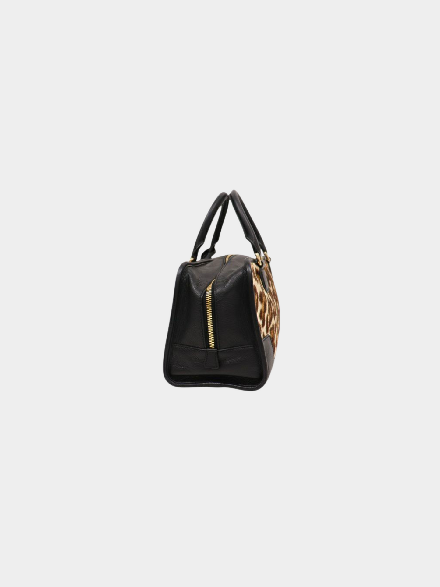 Loewe 2000s Black and Leopard Leather Pony Hair Amazona 36 Bag