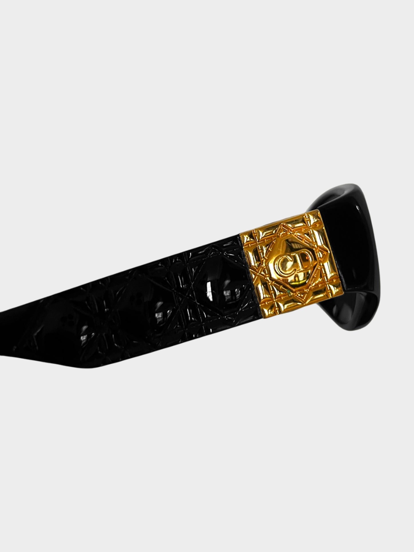 Christian Dior 2000s Black and Gold Cannage Quilt Sunglasses
