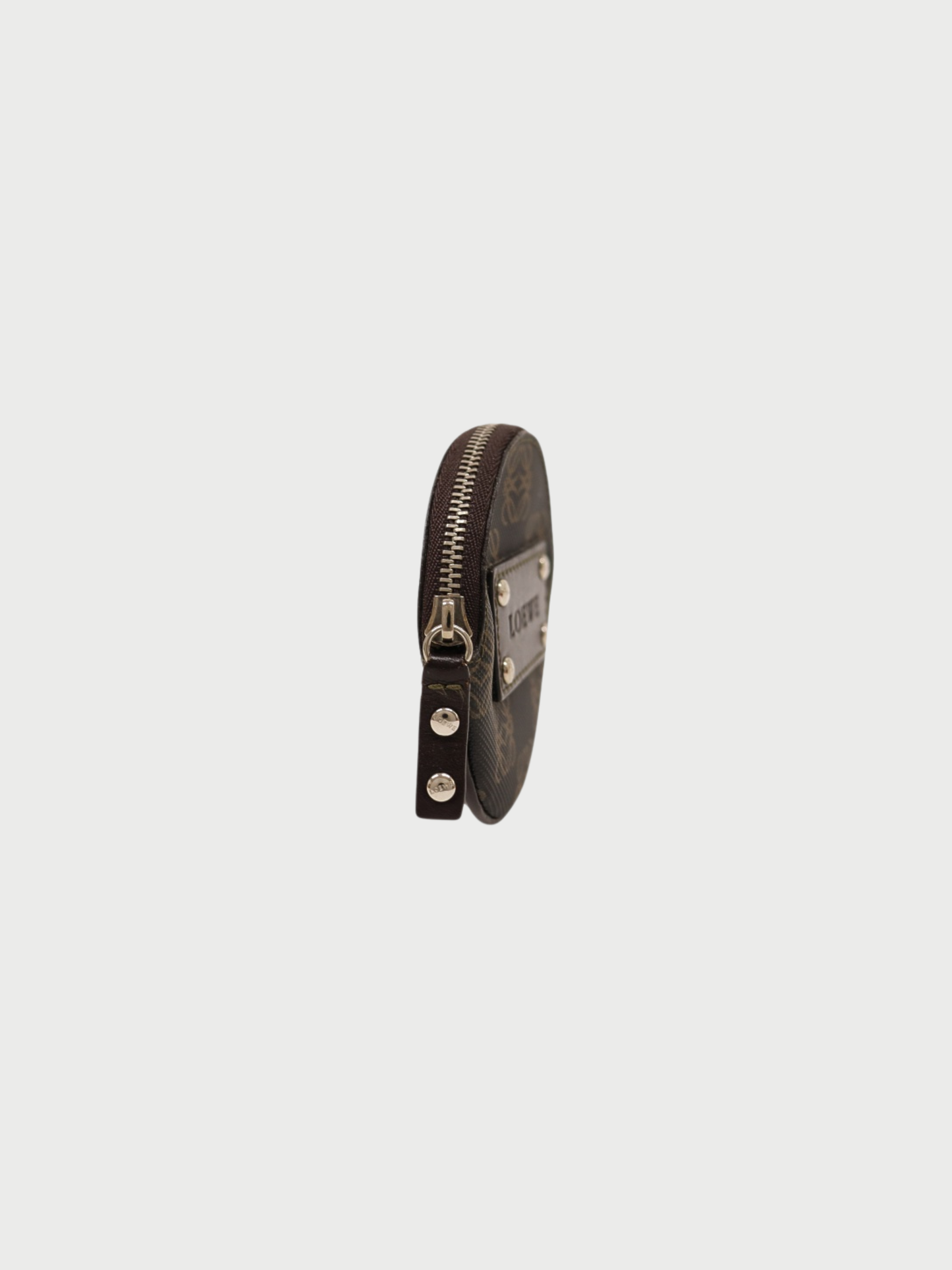 Loewe 2000s Dark Brown Black PVC Leather Anagram Coin Case