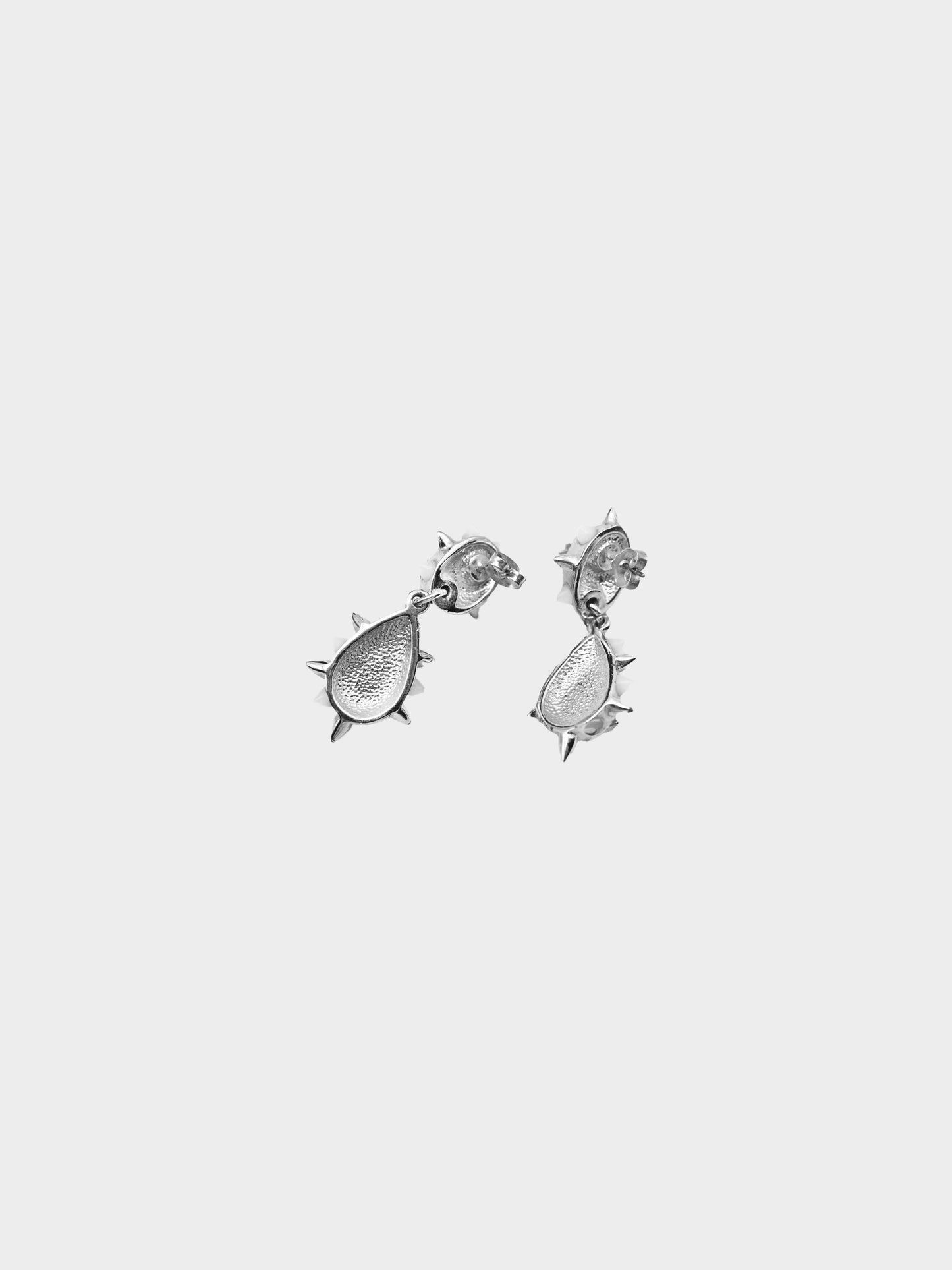 Vivienne Westwood Mid-2000s Silver Spike Studded Faux Pearl Resin Orb Earrings