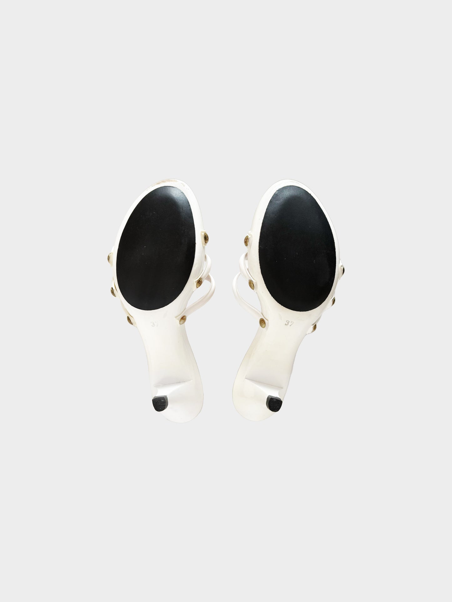 Fendi 2000s White PVC and Wood Kitten Heels