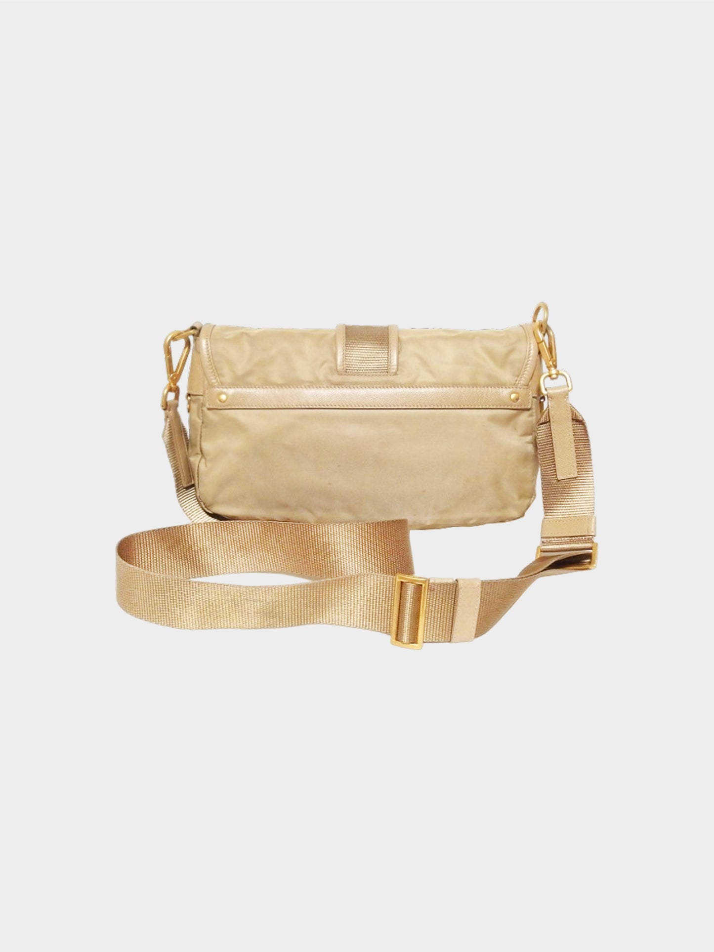 Prada 2010s Beige Vela Sport Buckle Shoulder Bag
