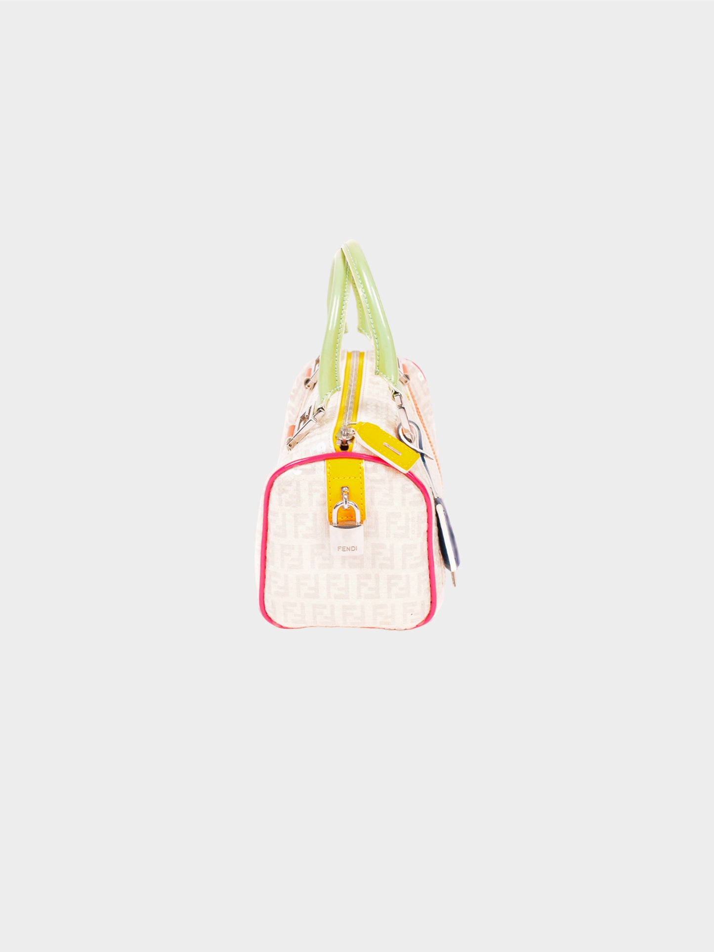 Fendi 2010s White Sequins Color Block Mini Boston Bag