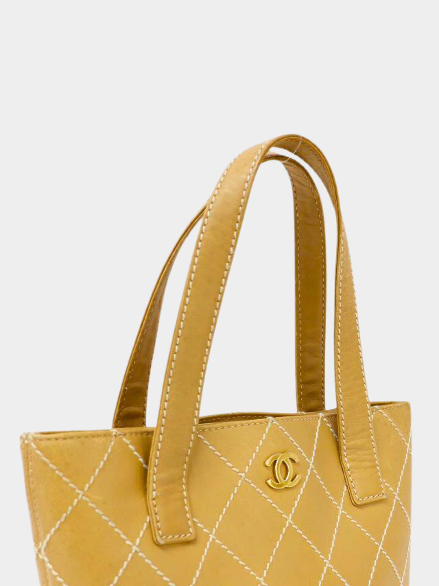 Chanel 2001 Beige Wild Stitch Tote Handbag
