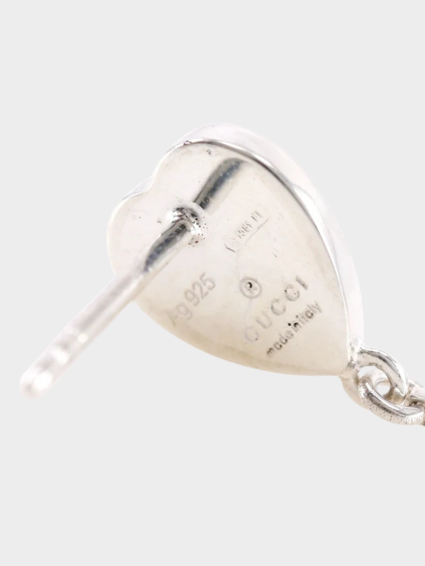 Gucci 2000s Silver 950 Heart Bar Earrings