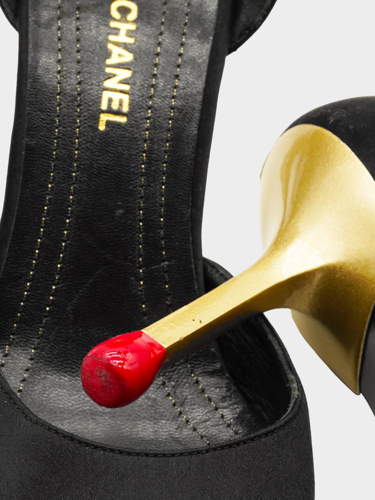 Chanel by Karl Lagerfeld 2000 Black Satin Allumette Pumps