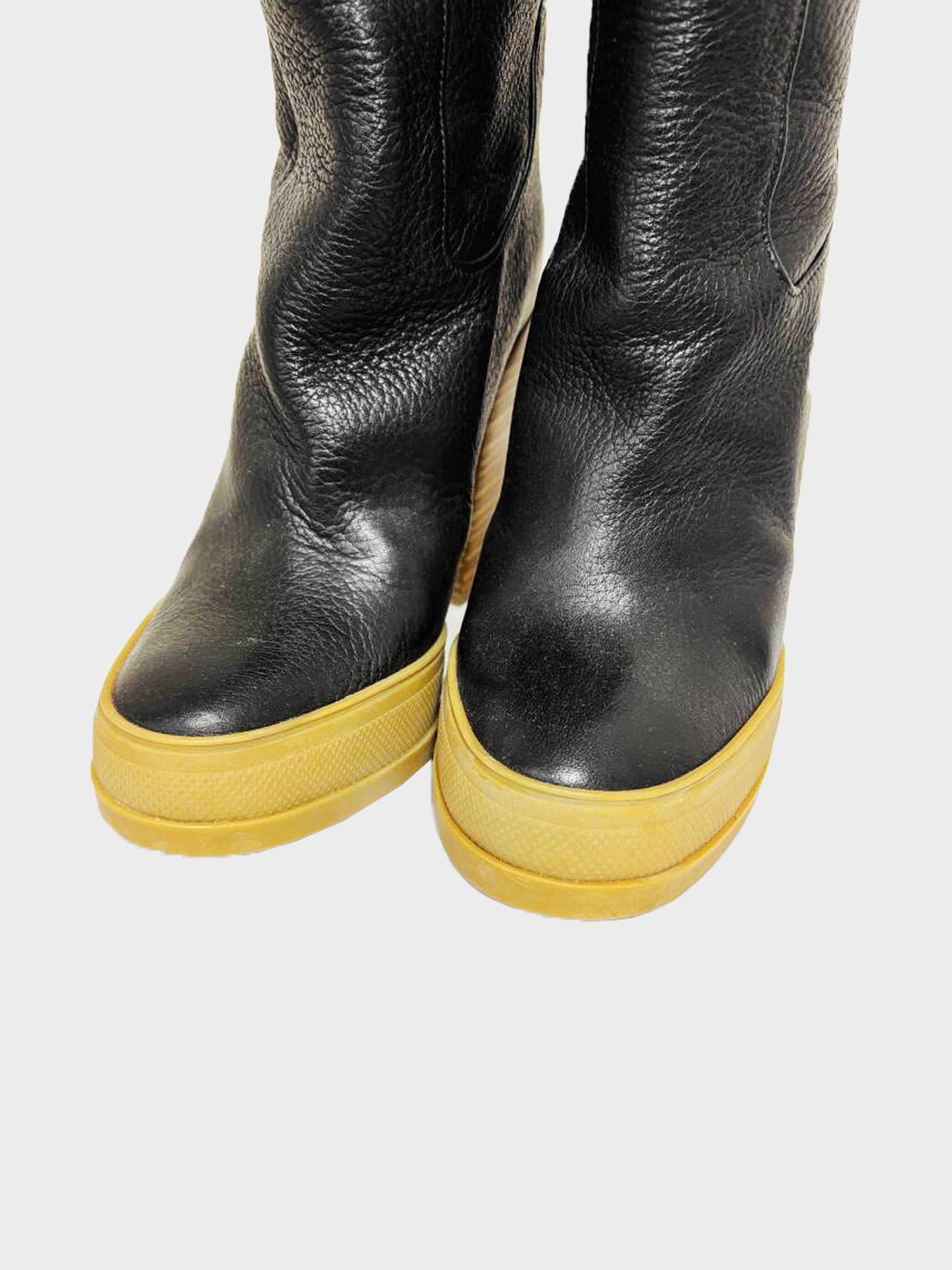 Chloé 2010s Black Pebbled Leather Long Boots