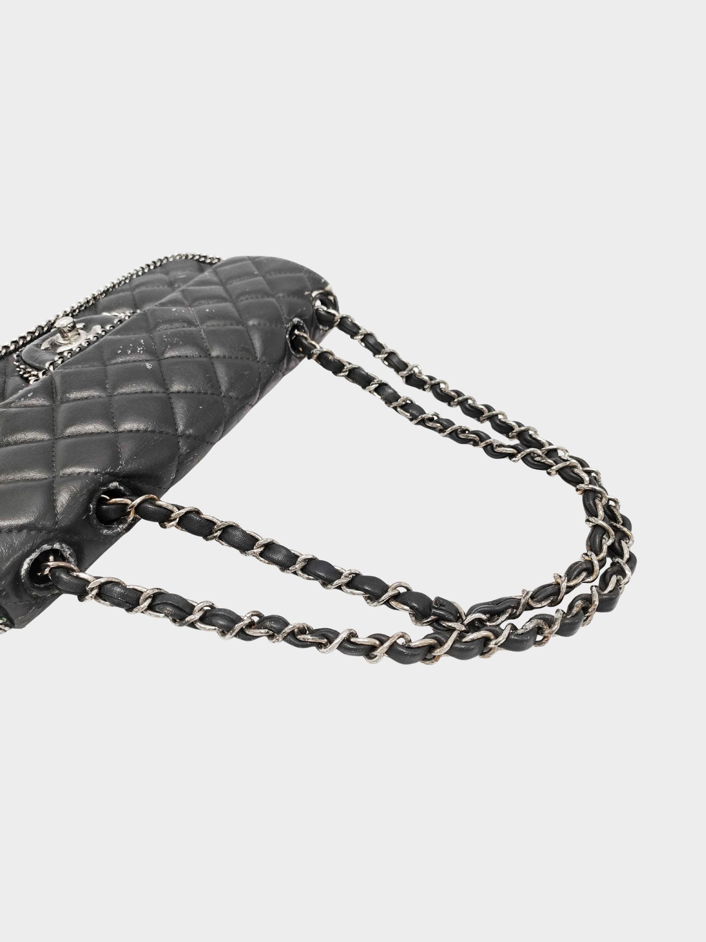 Chanel 2006-2008 Black Leather Quilted East West Madison Chain Around Flap Bag