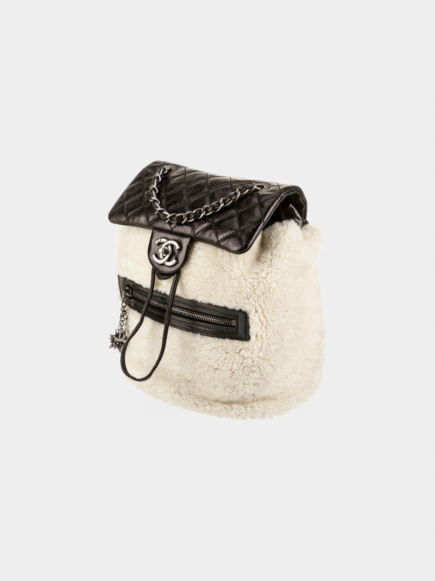Chanel 2015 Neutrals Shearling Leather Mountain Backpack