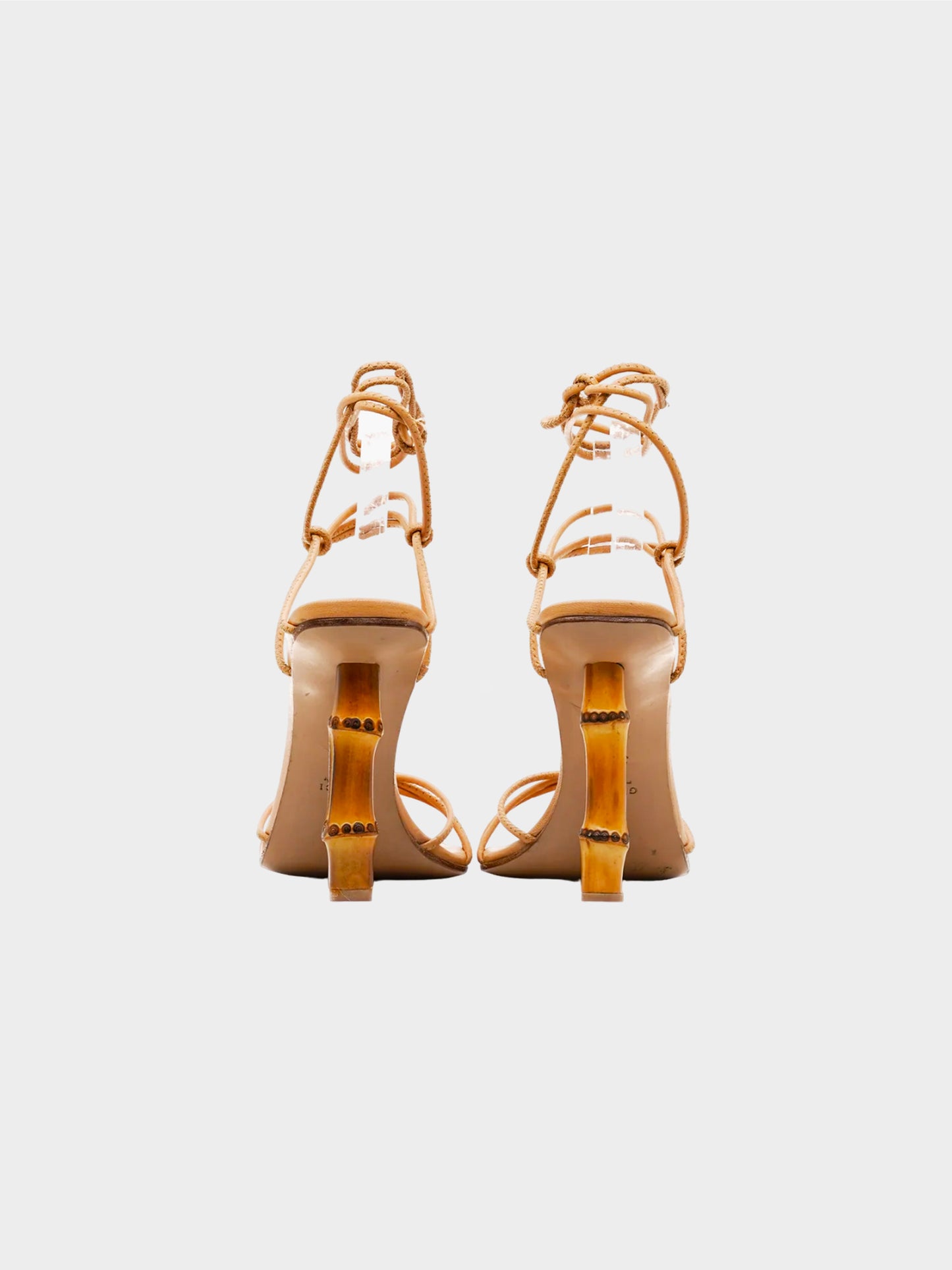 Gucci by Tom Ford SS 2002 Beige Bamboo Strappy Lace-Up Leather Heels