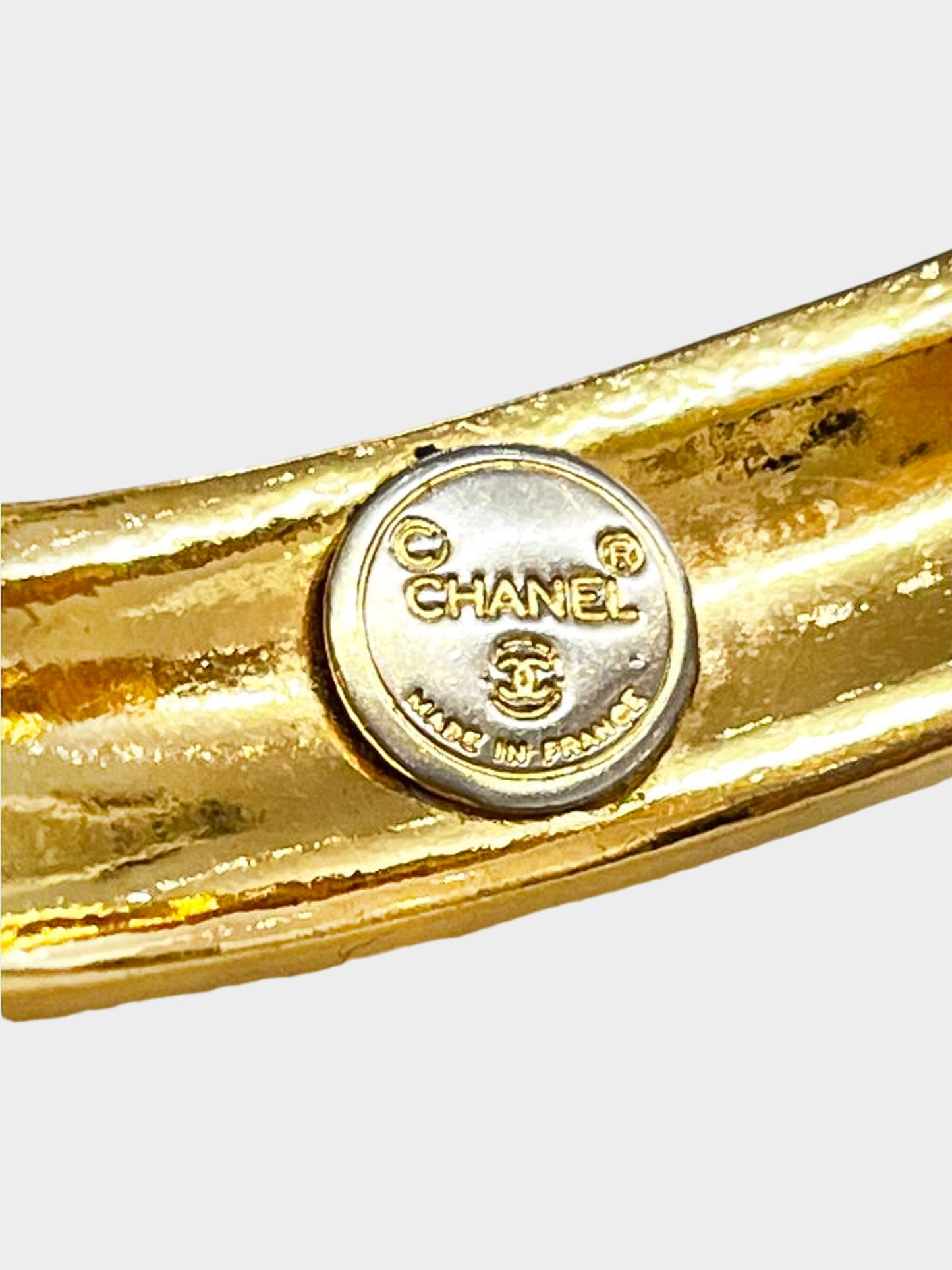 Chanel 1980s Gold Logo Bangle Bracelet