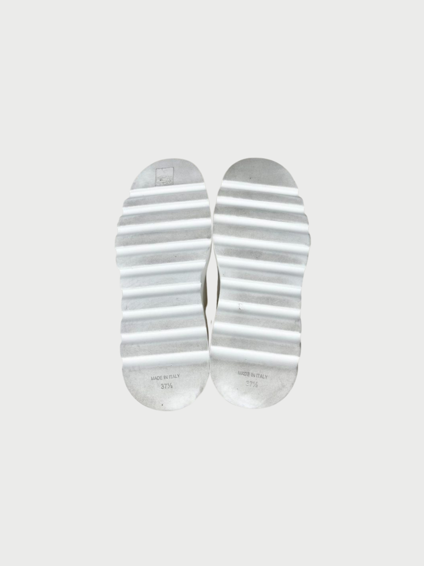 Chanel 2024 White Leather Wedge Combat Boots