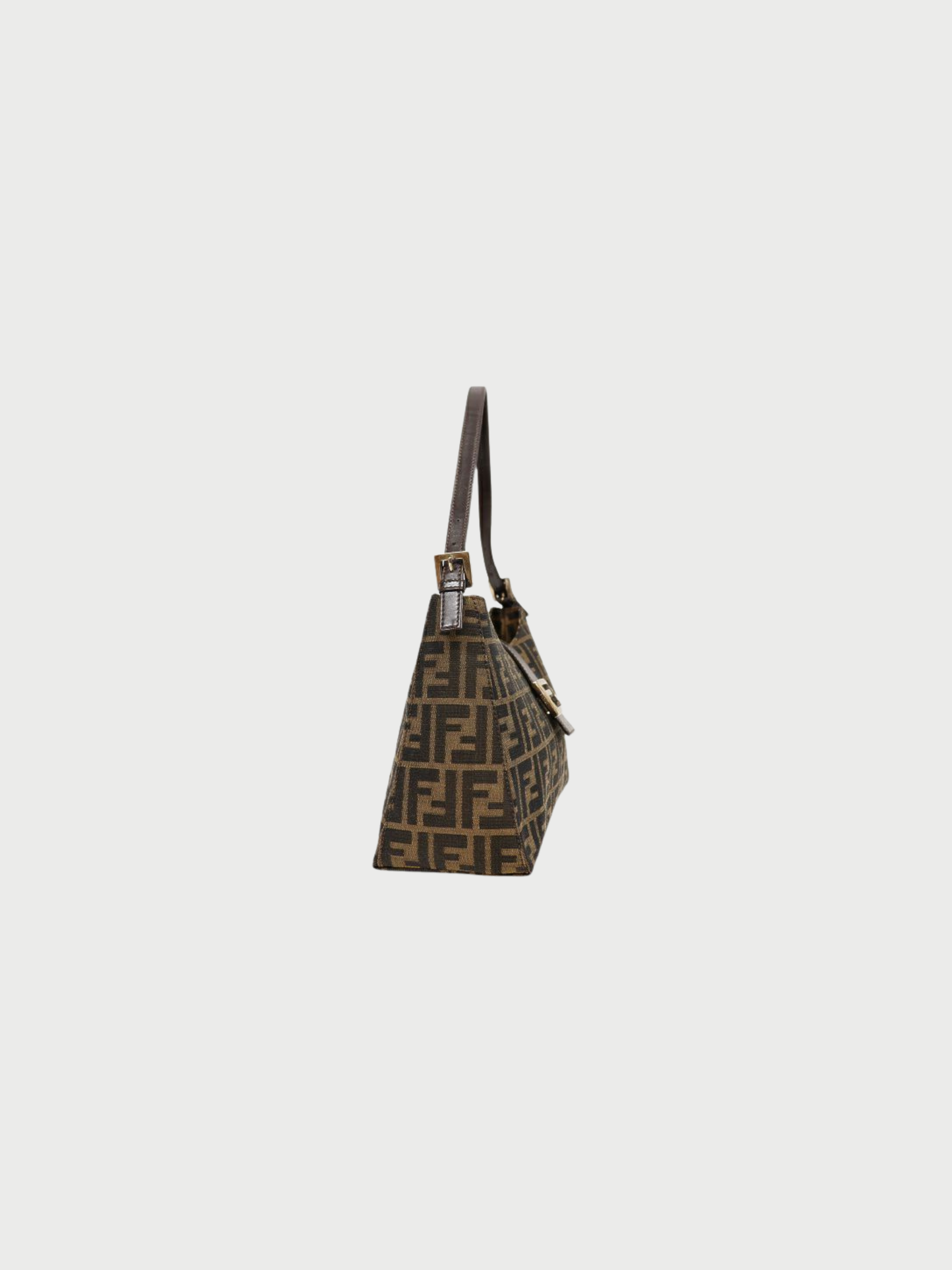 Fendi 2000s Brown Canvas Leather Zucca One-Shoulder Bag