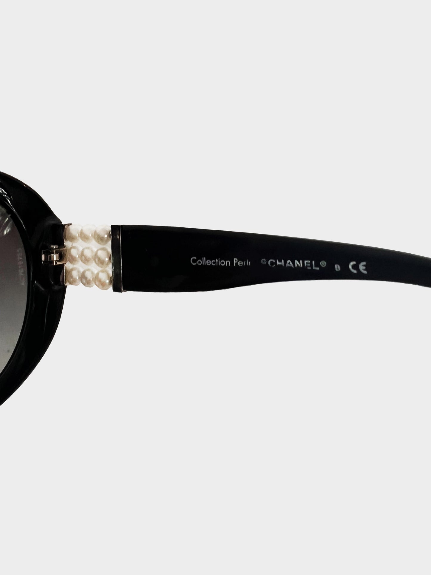 Chanel 2012 Black Round Sunglasses with Pearl Details