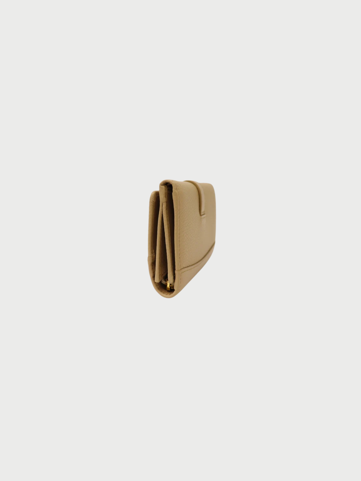 Miu Miu 2010s Beige Leather Logo Hardware Compact Wallet