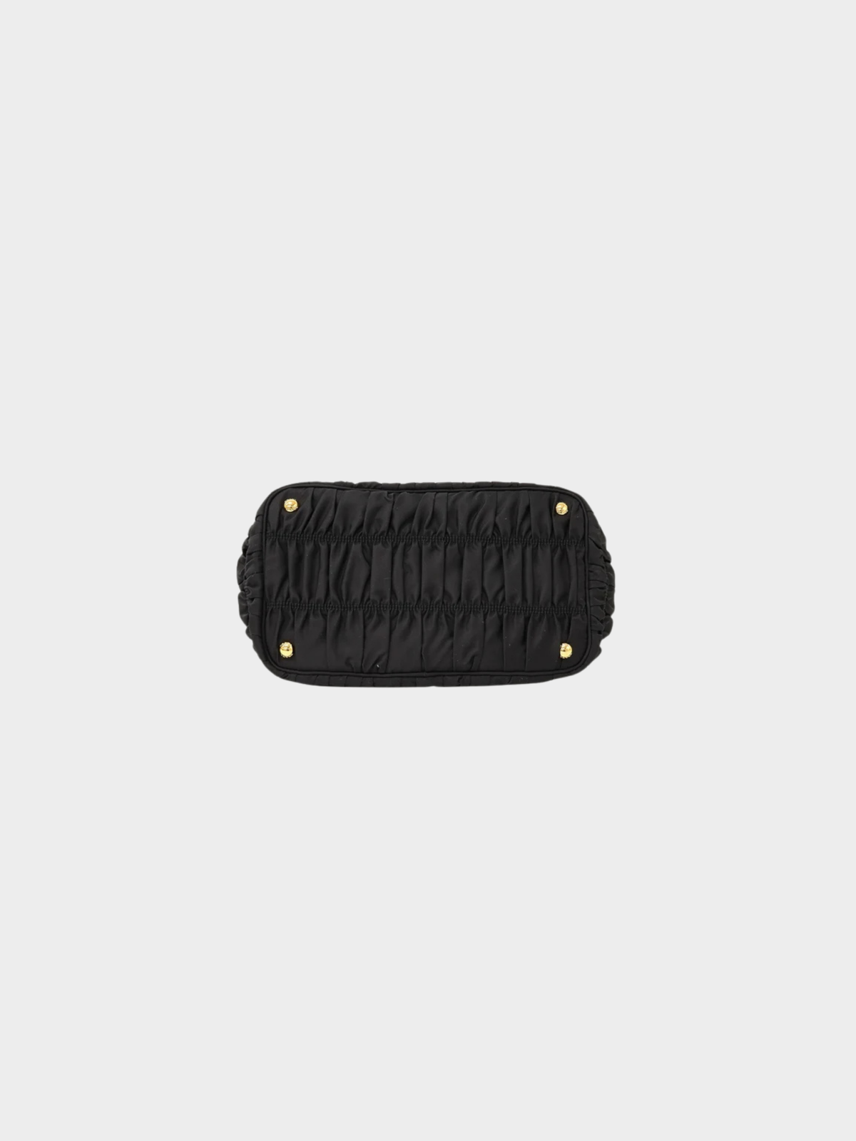 Prada 2000s Black Nylon Leather Gathered Logo Hardware Handbag