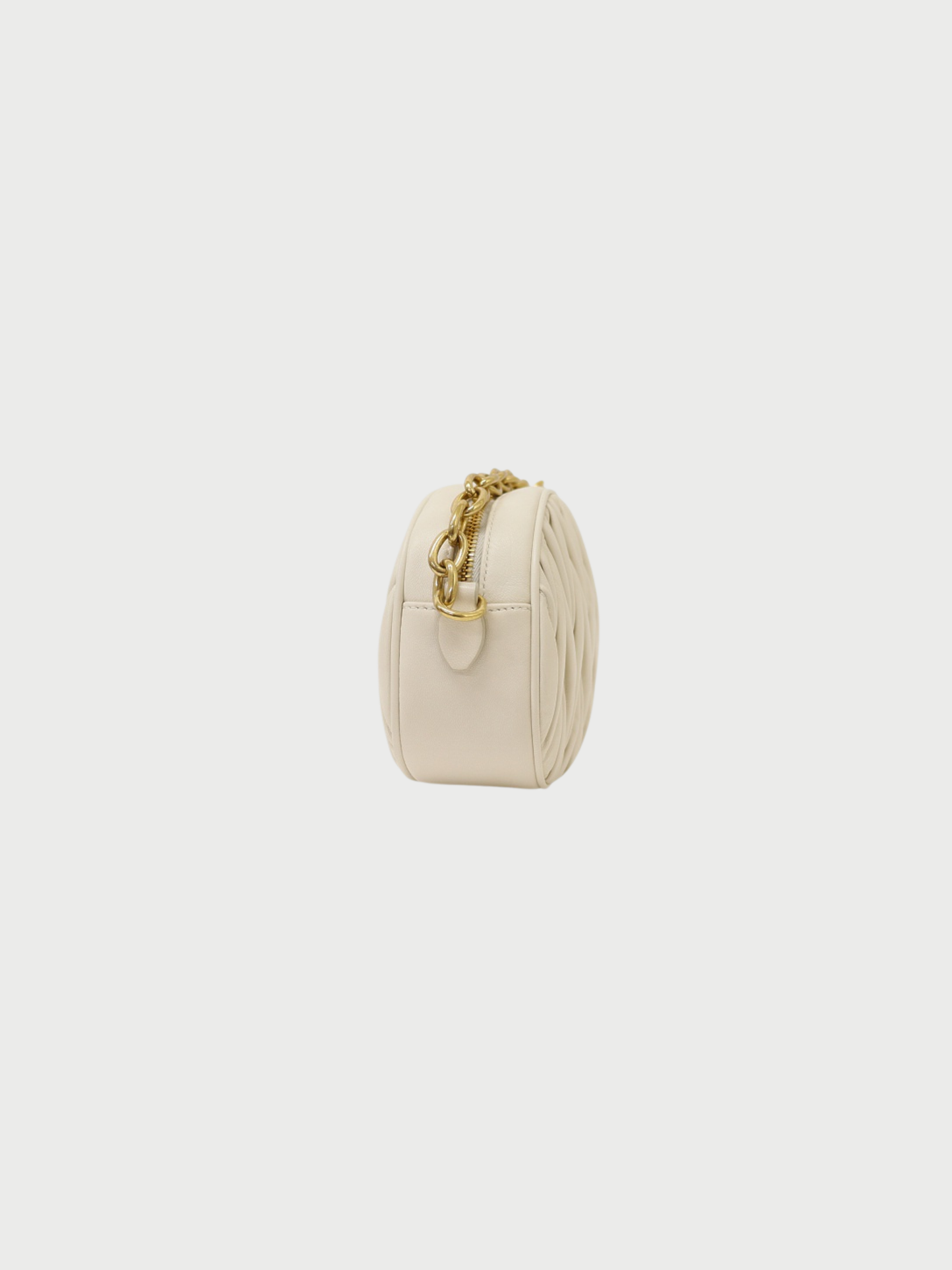 Miu Miu 2020s White Leather Matelassé Chain Shoulder Bag