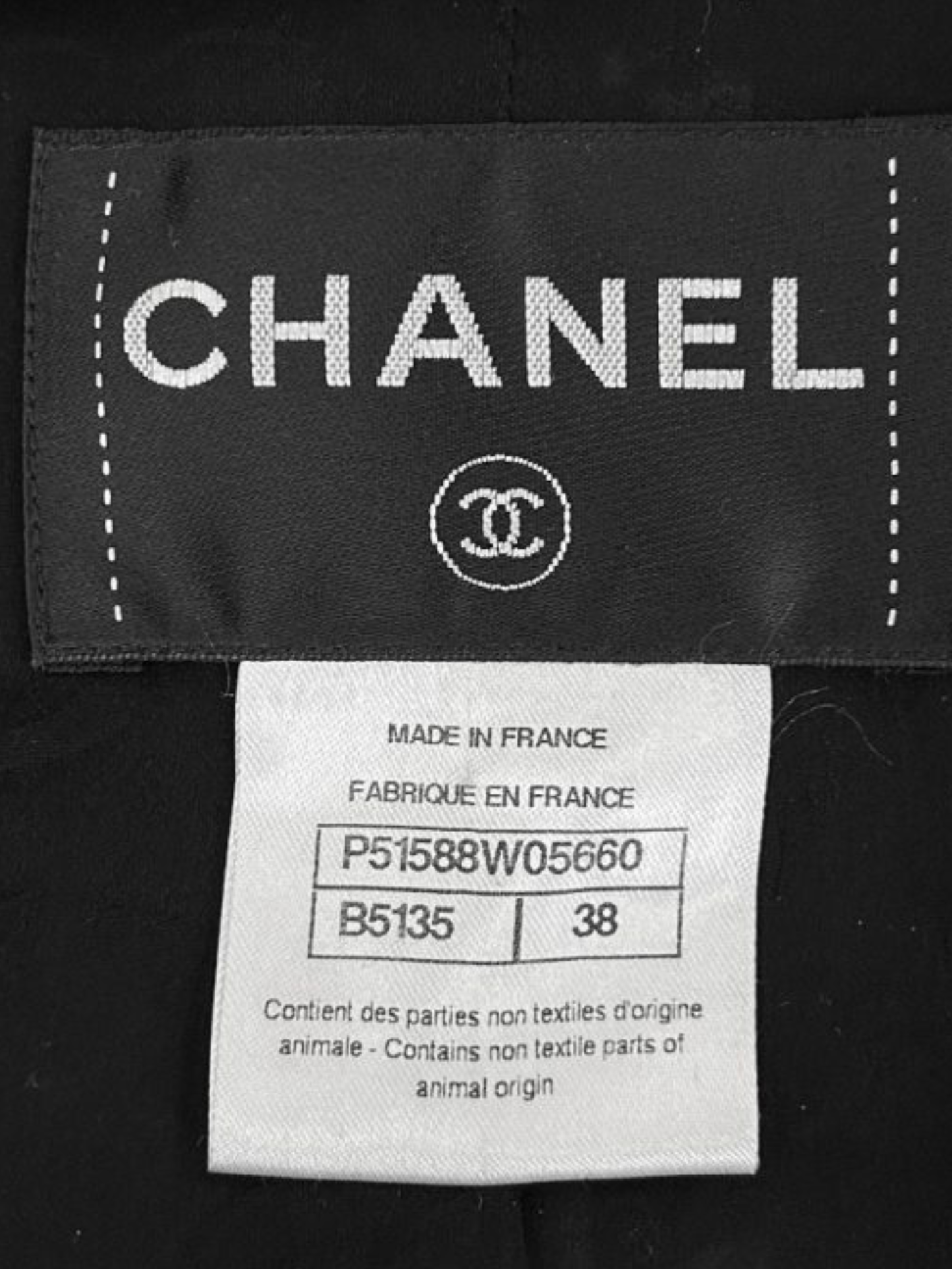 Chanel 2015 Black Tweed White Splatter Skirt Suit