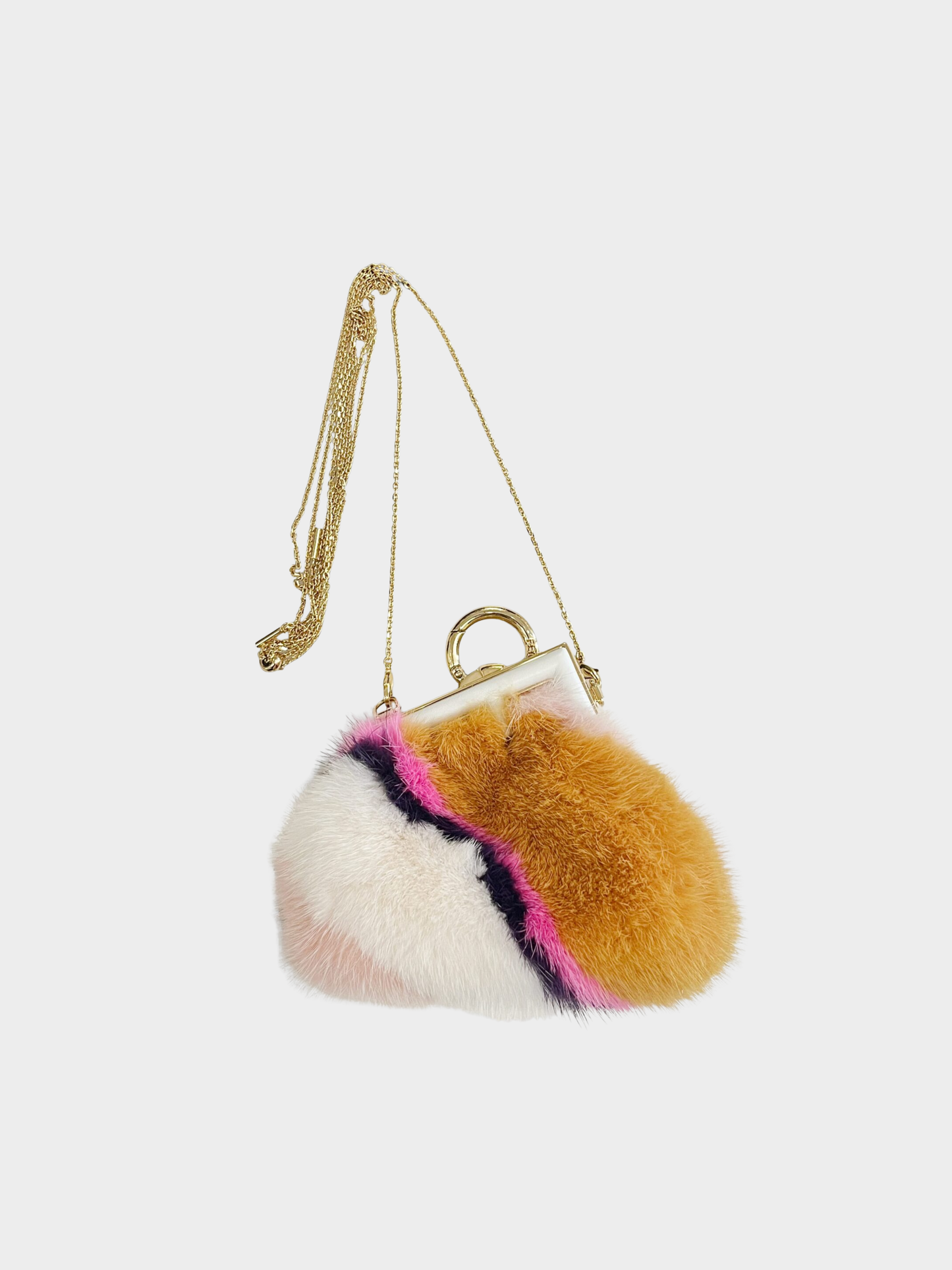 Fendi 2020s Multicolor Mink Nano Fendi First Charm Bag