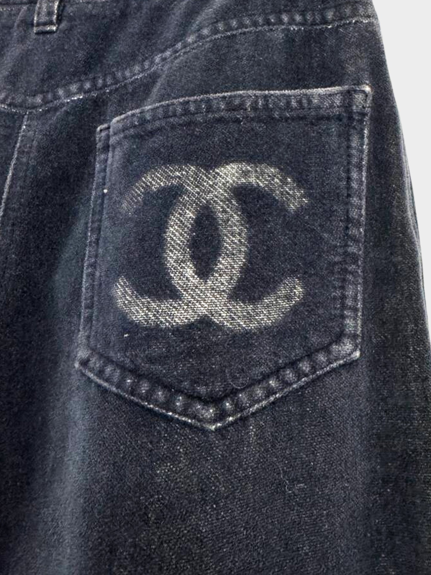 Chanel FW 2002 Dark Denim CC Straight Pants