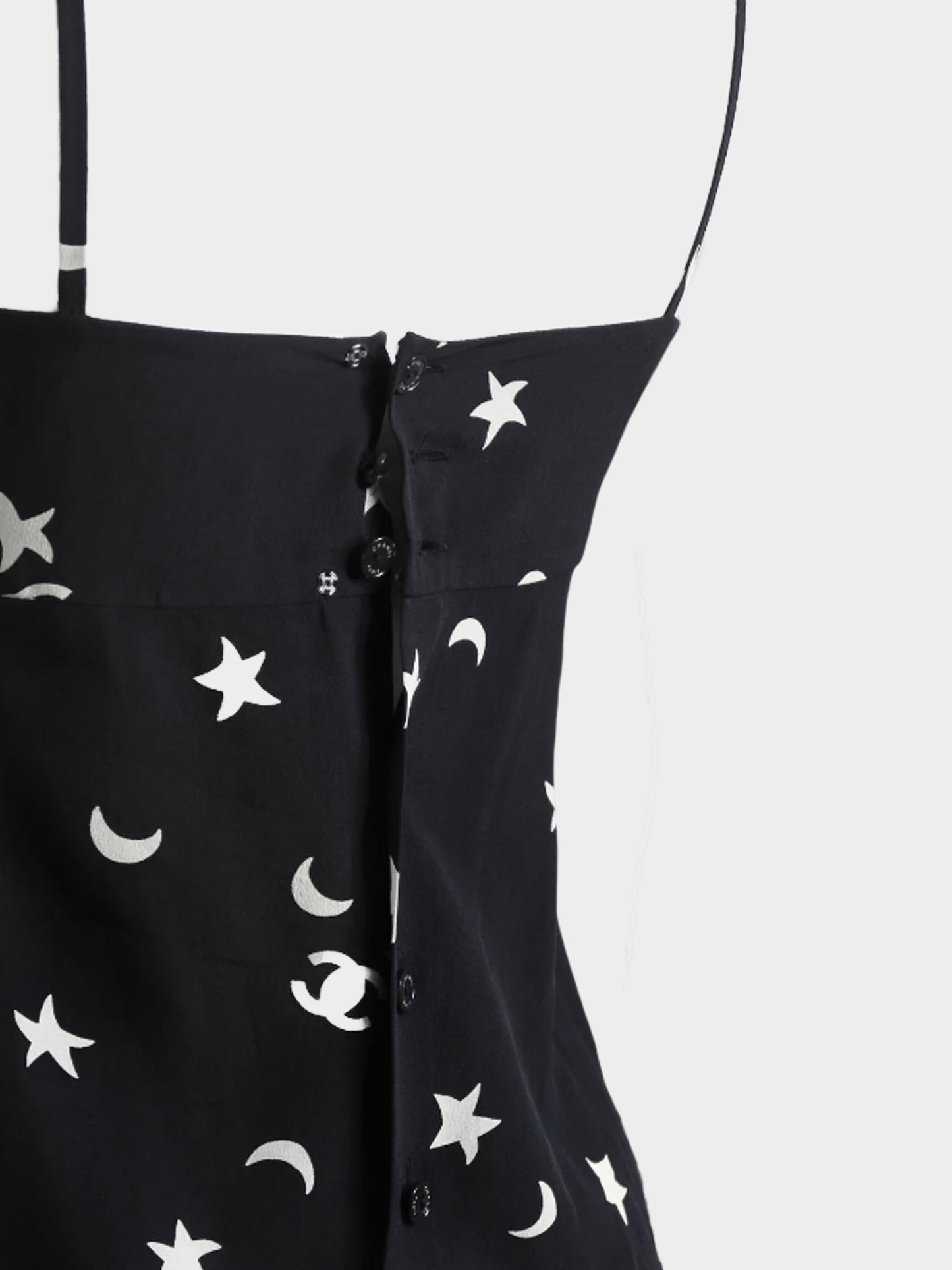Chanel by Karl Lagerfeld SS 2008 Black and White Moon and Stars Print Tank Top