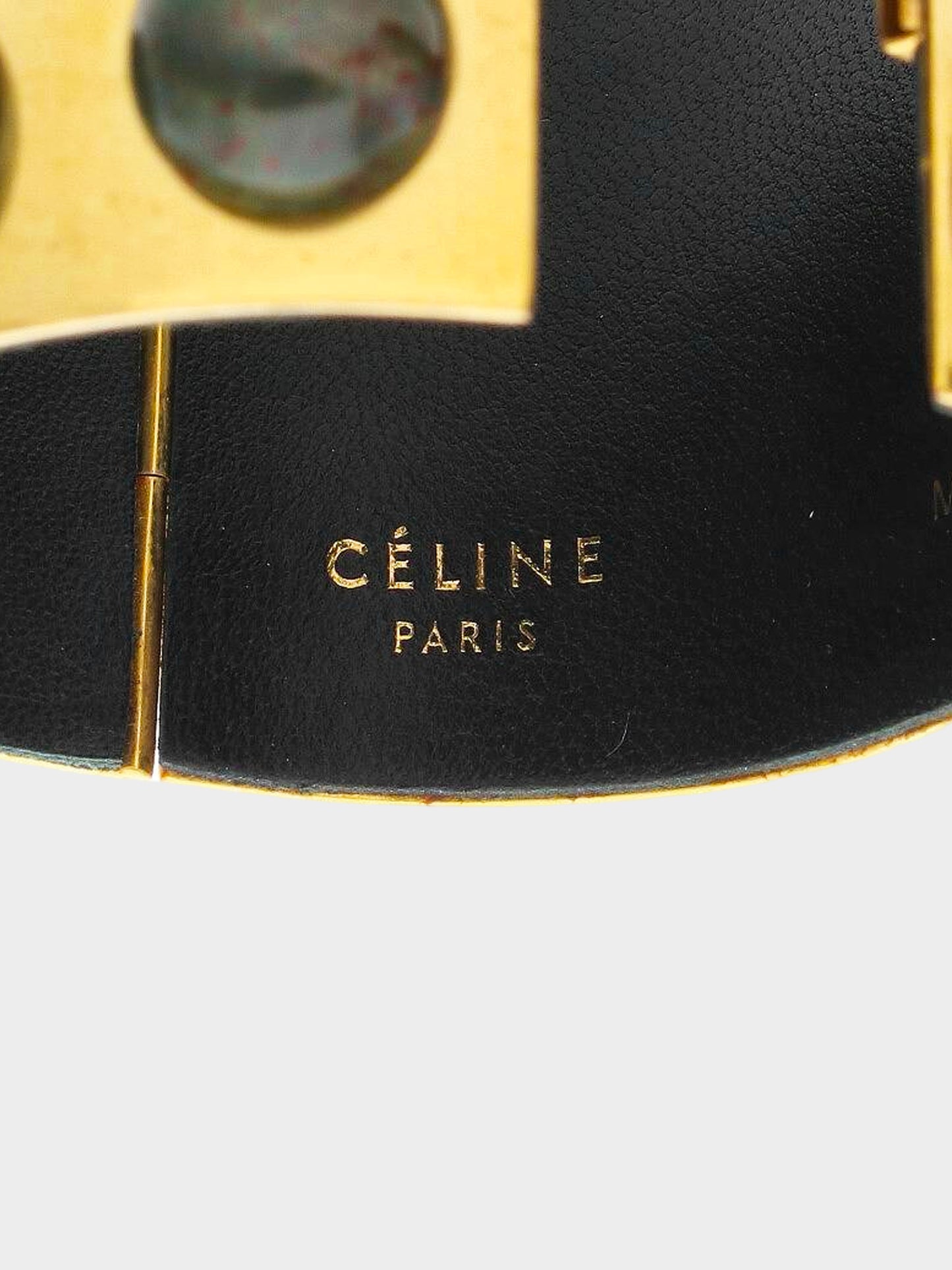 Céline 2010s Thick Gold Cuff Studded Bracelet