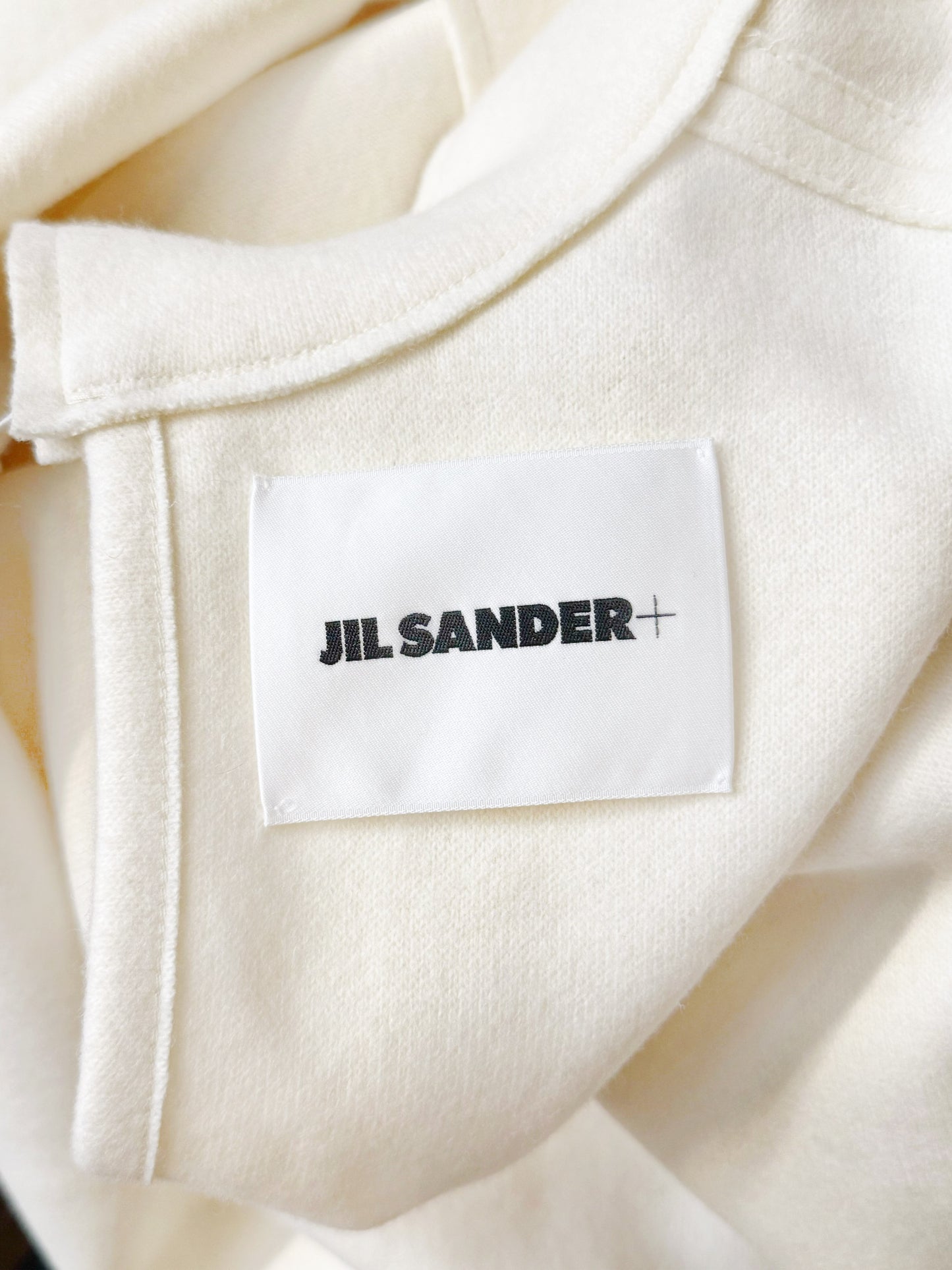 Jil Sander 2010s White Wool Blend High-neck Long Sleeved Top