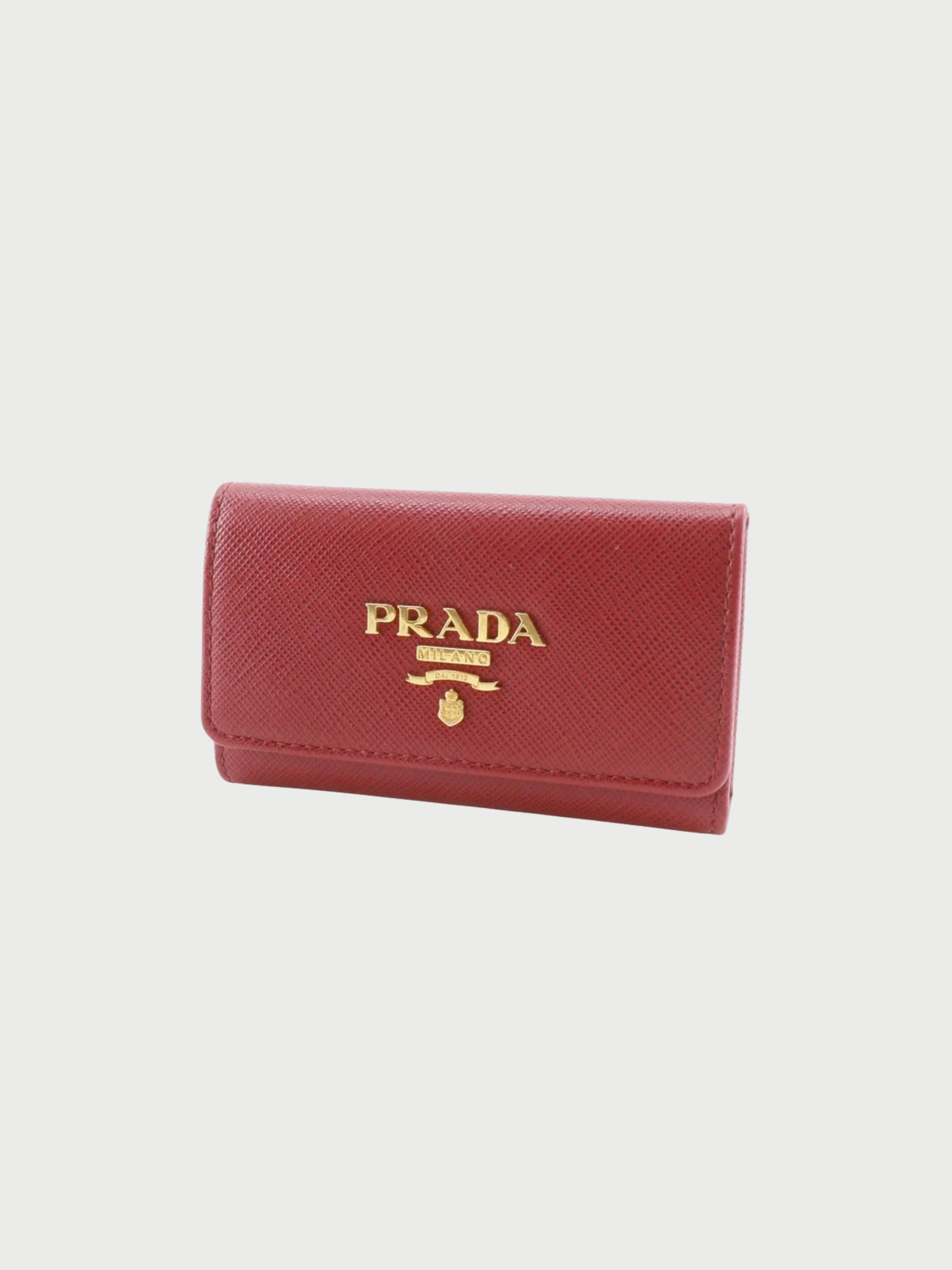Prada 2010s Red Saffiano Leather Key Case