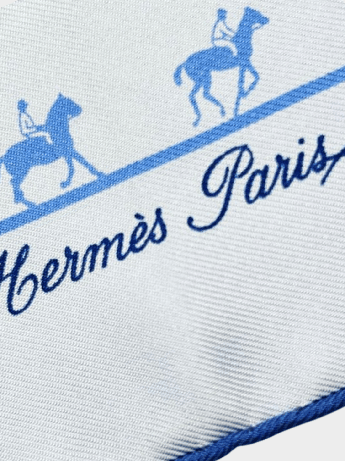 Hermes 1990s Baby Blue Saut Galop Canter Silk Square Scarf