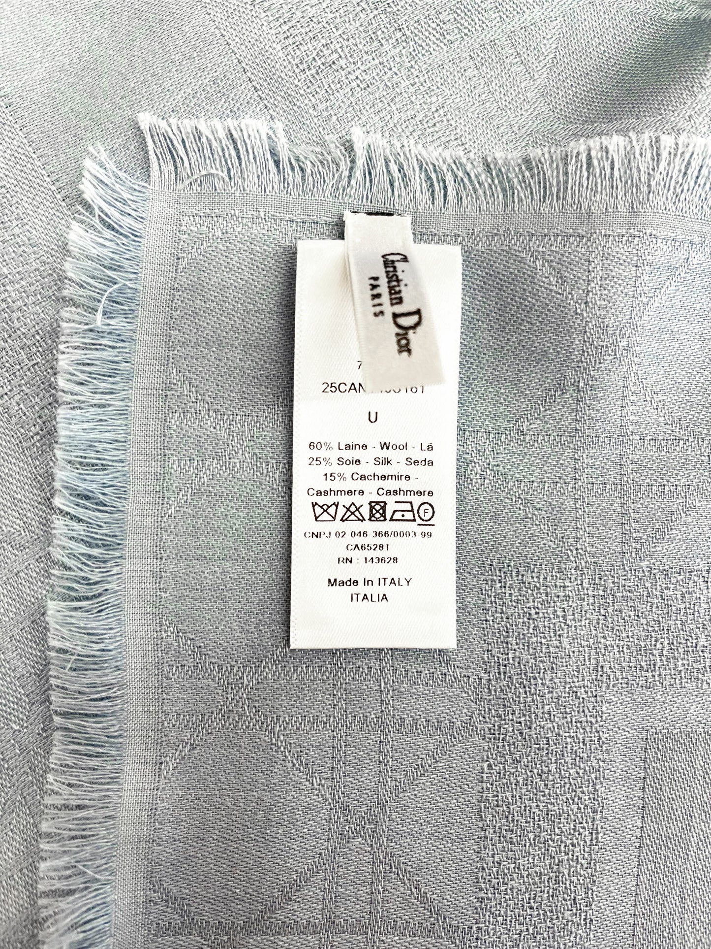 Christian Dior 2010s Powder Blue Cannage Shawl/Scarf