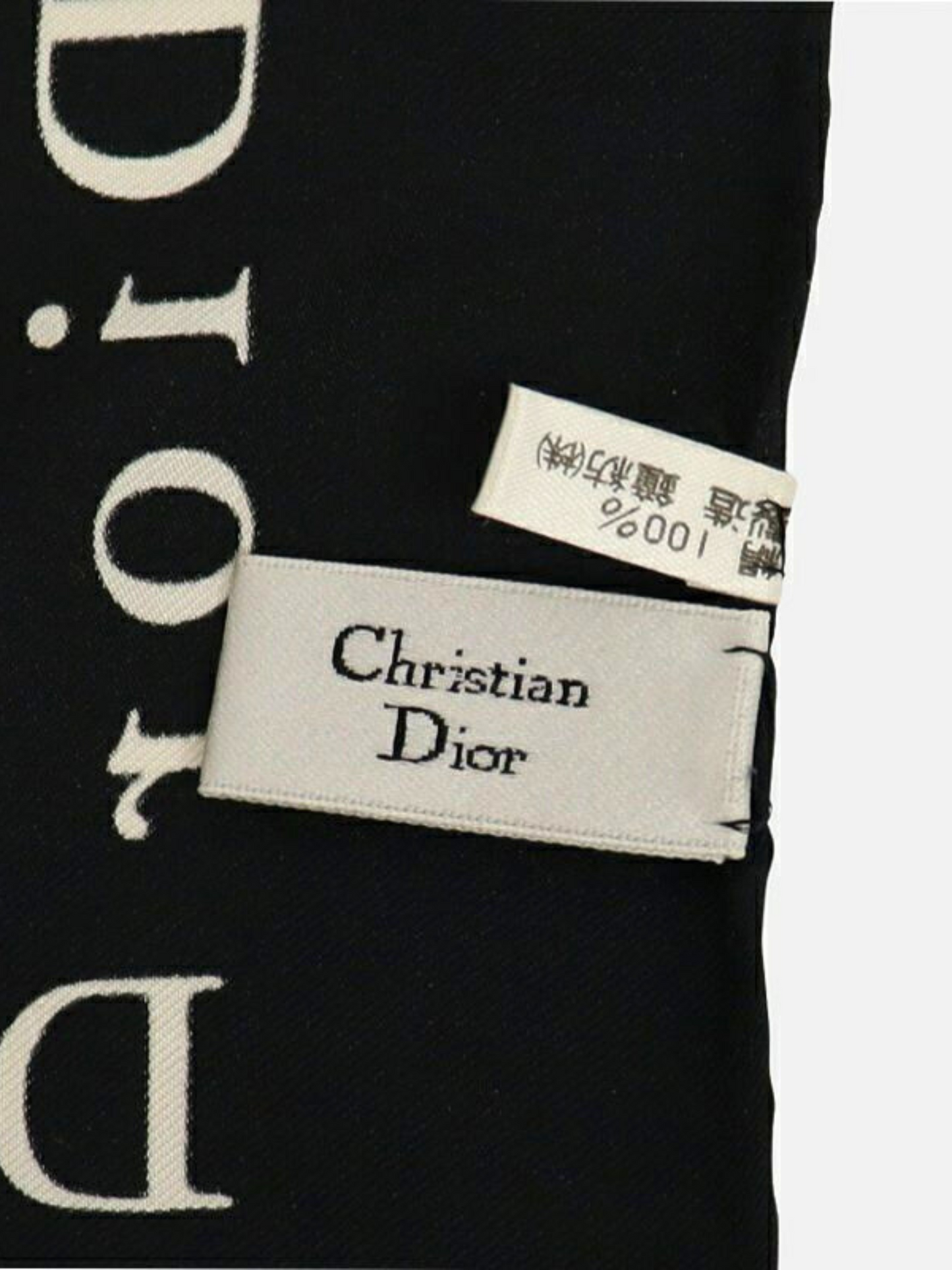 Christian Dior 2000s Black, White and Gold Silk Houndstooth Scarf