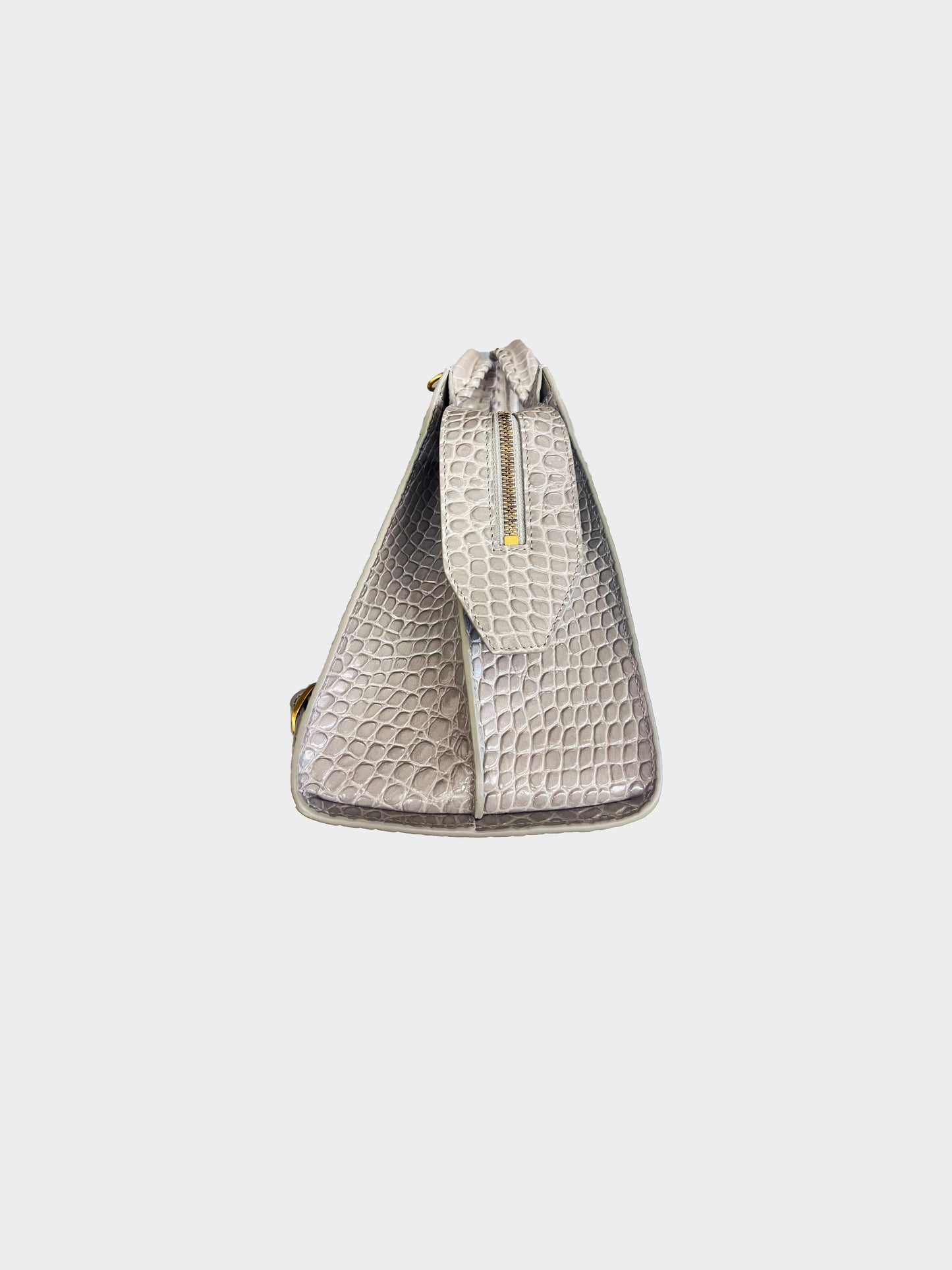 Balenciaga 2021 Grey Croc Embossed Neo Classic City Tote